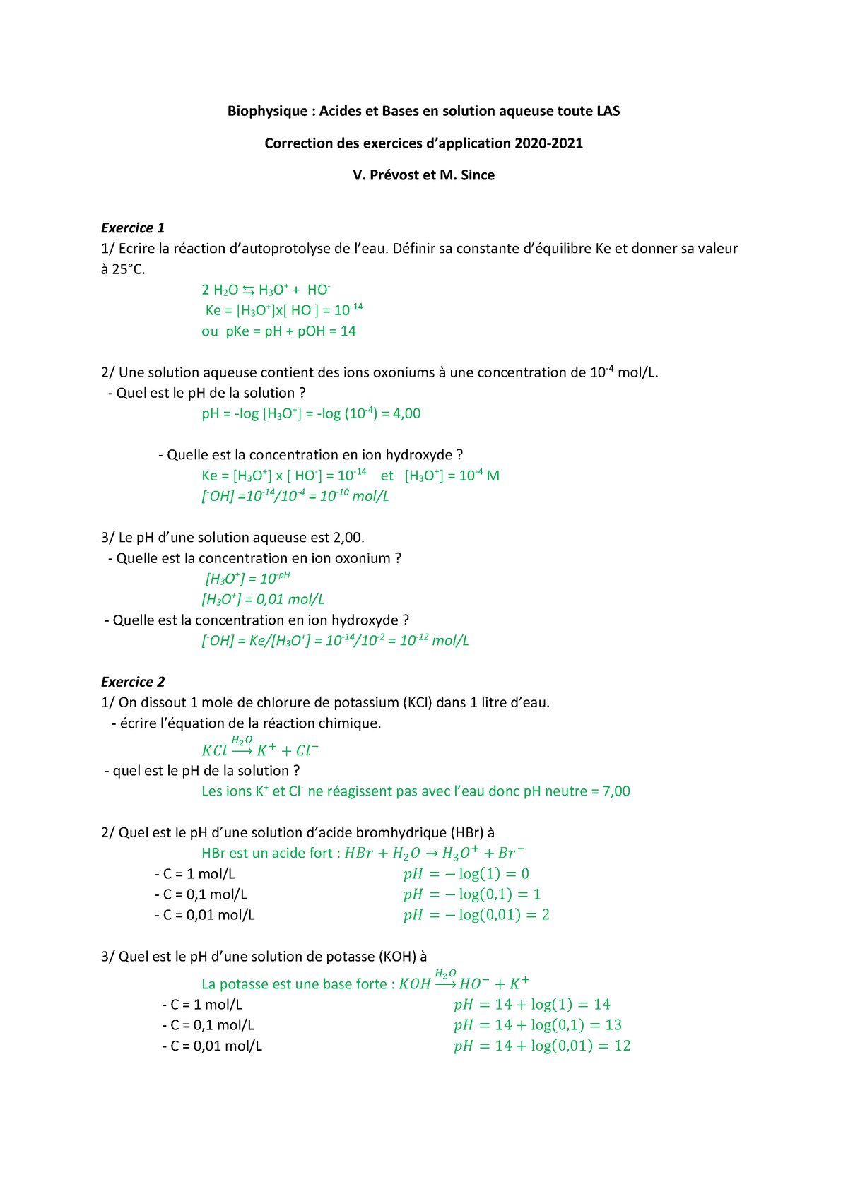 Exercice Corrig Ã©s Mineur-V2-2020-2021 - Biophysique : Acides Et Bases ...