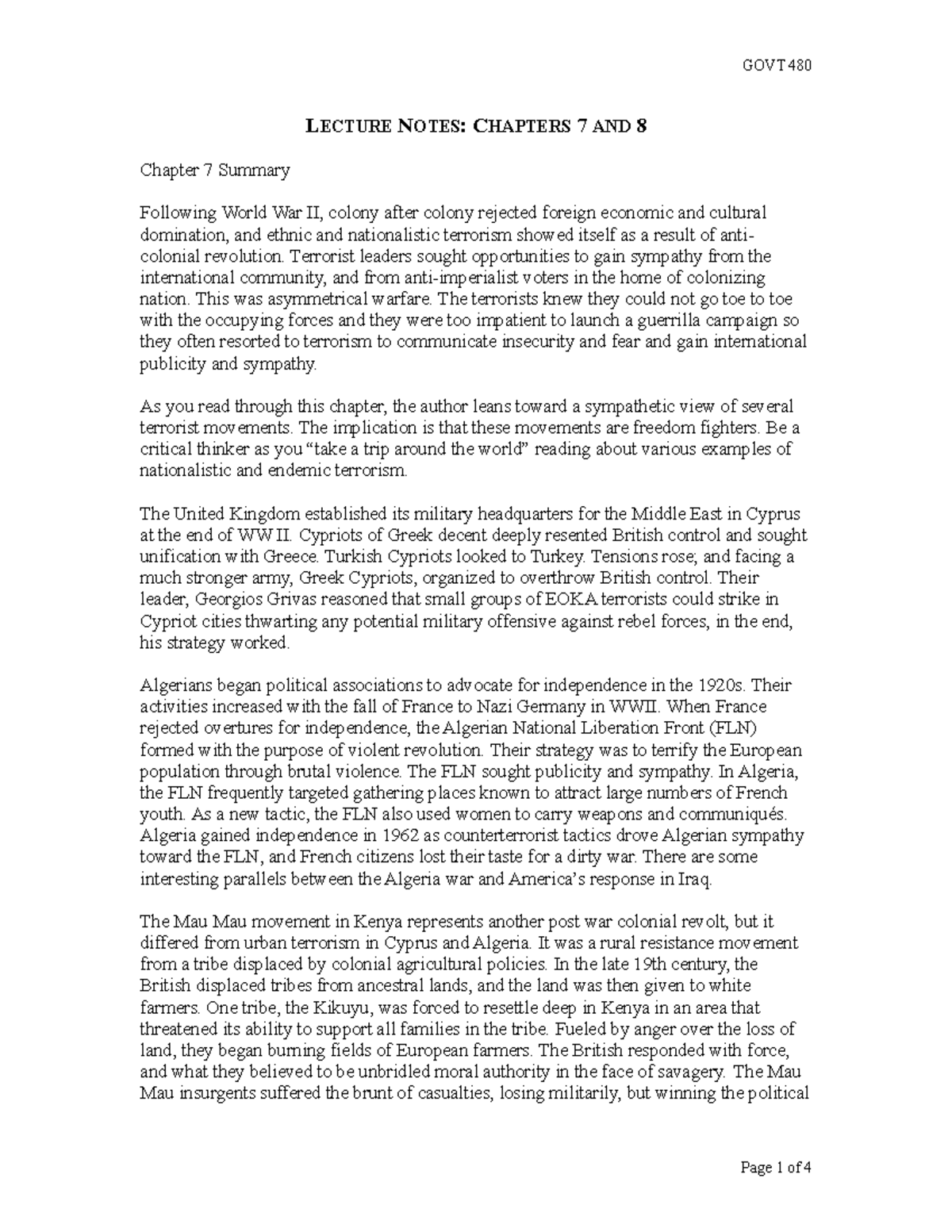Lecture Notes Chapters 7 and 8 - LECTURE NOTES: CHAPTERS 7 AND 8 ...