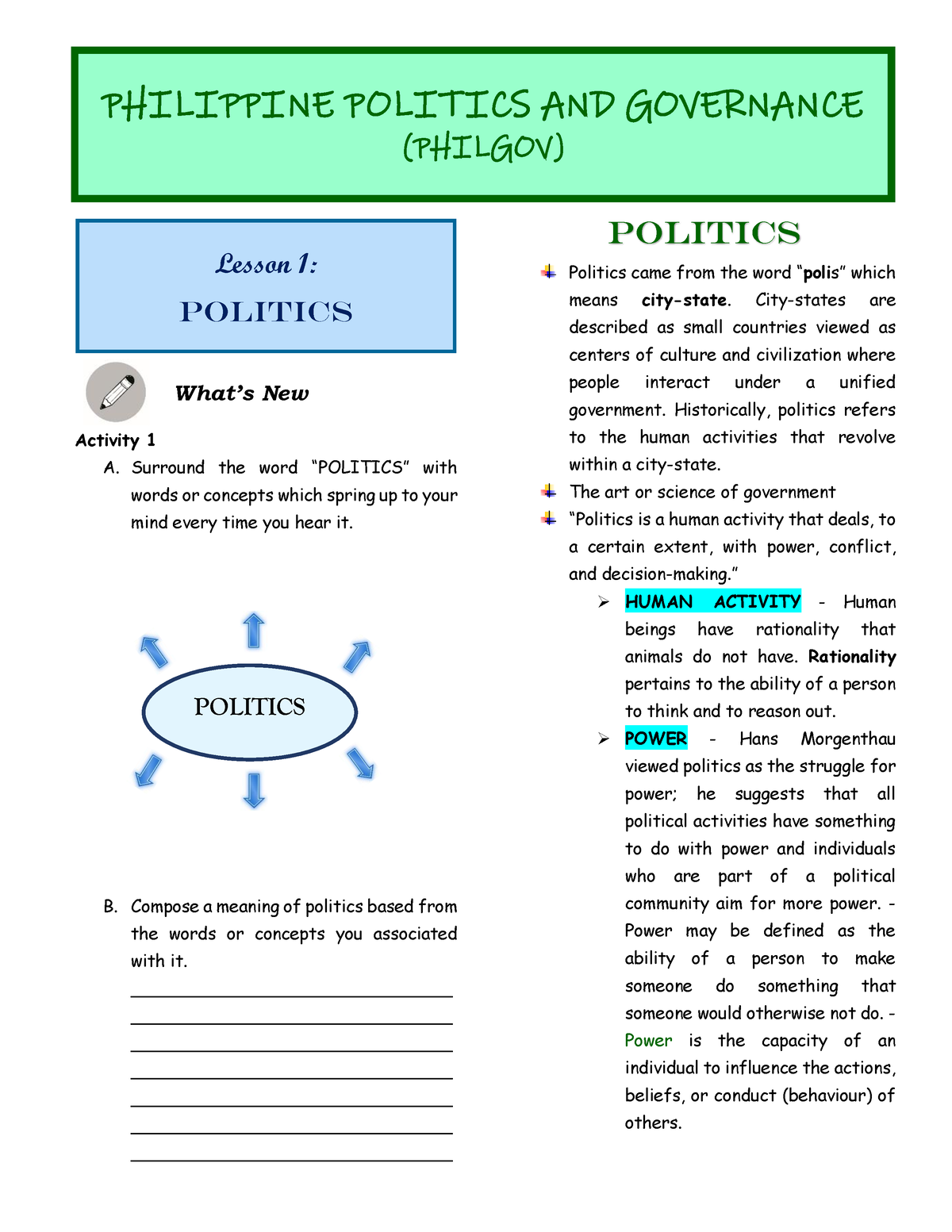 Philgov-Module-1 - guide - What’s New Activity 1 A. Surround the word ...