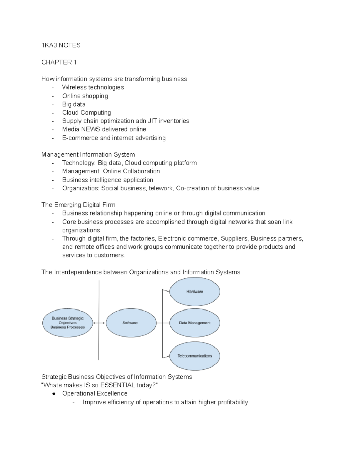 1KA3 Chapter 1 "How Information Systems are Transforming Business ...