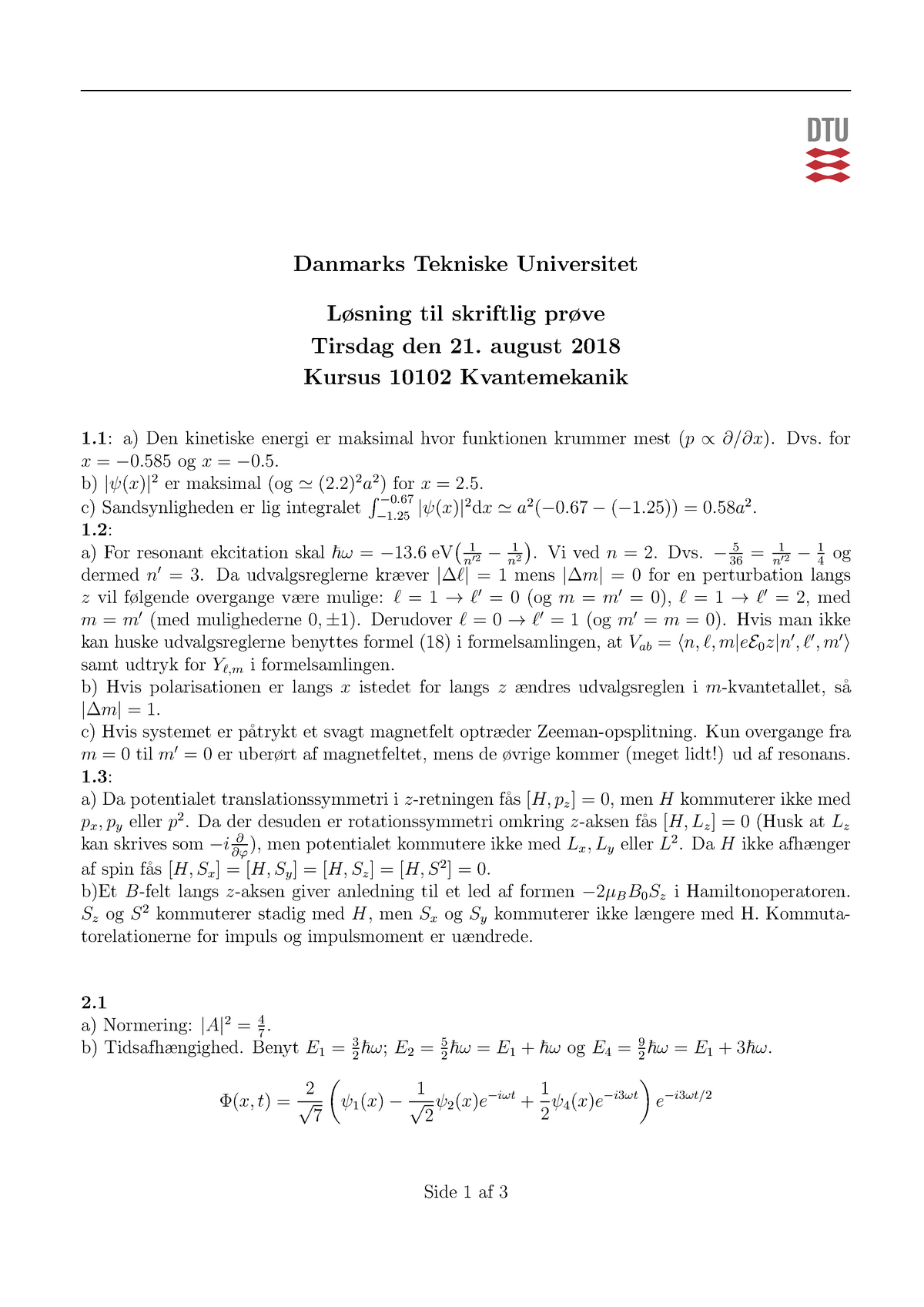 Eksamen 10102 2018 08 21 Løsninger - Danmarks Tekniske Universitet ...