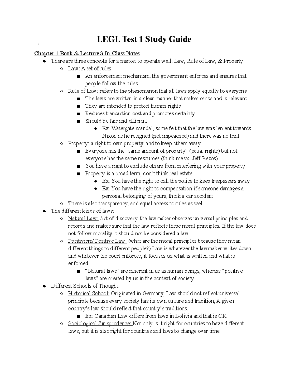 LEGL2700 Study Guide, Test 1 LEGL Test 1 Study Guide Chapter 1 Book