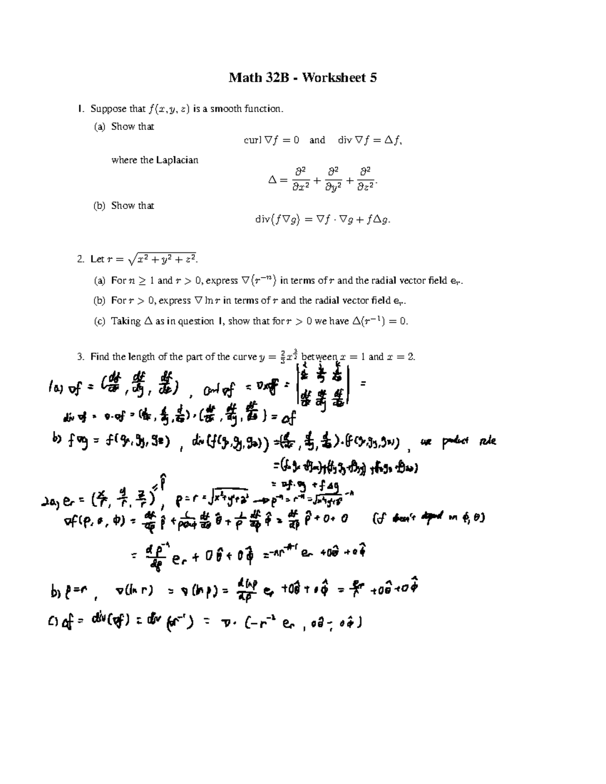 22S 32B Worksheet 5 - Math 32B - Worksheet 5 Suppose thatf(x, y, z)is a ...