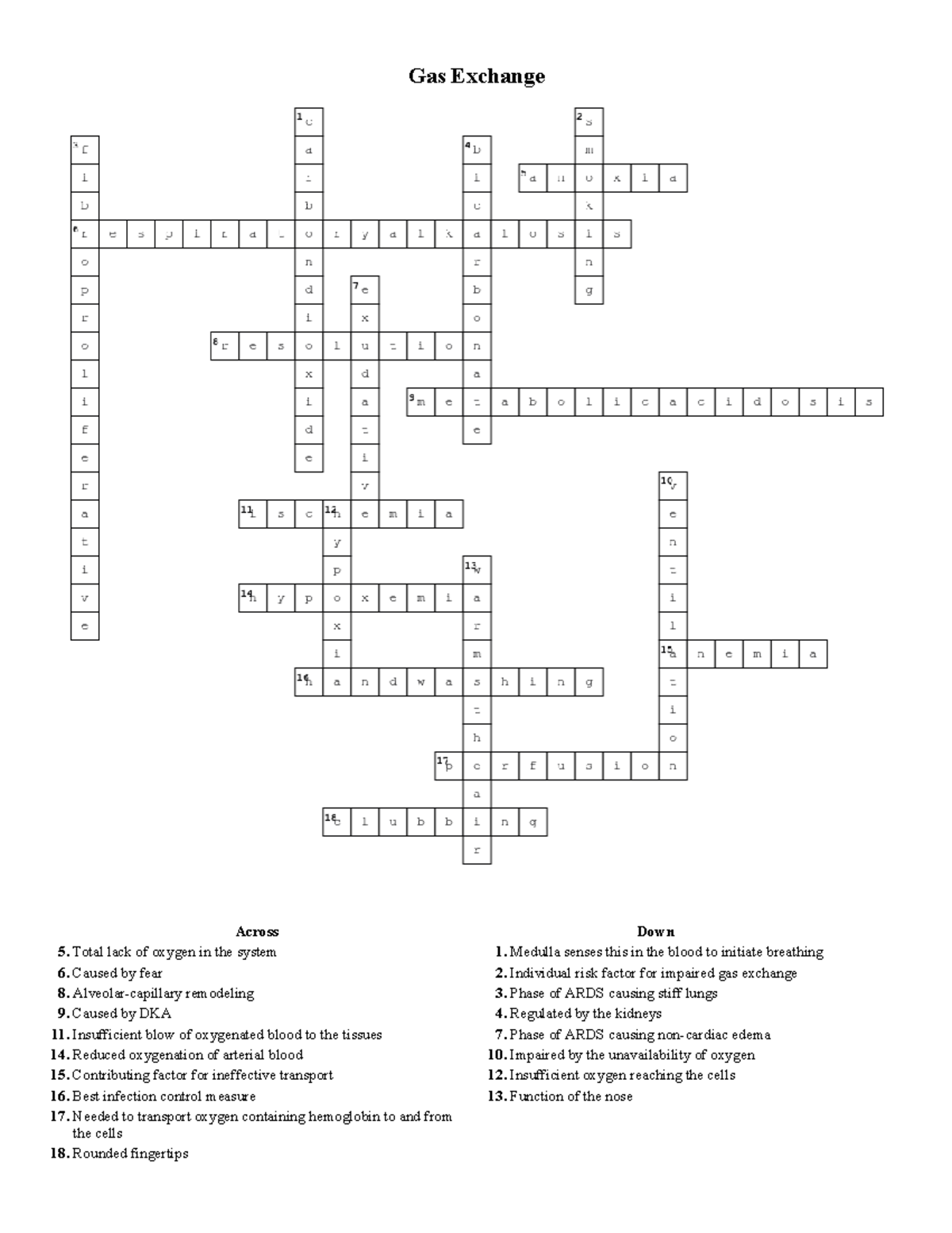 Gas Exchange Answer Key - Gas Exchange Across 5. Total lack of oxygen ...