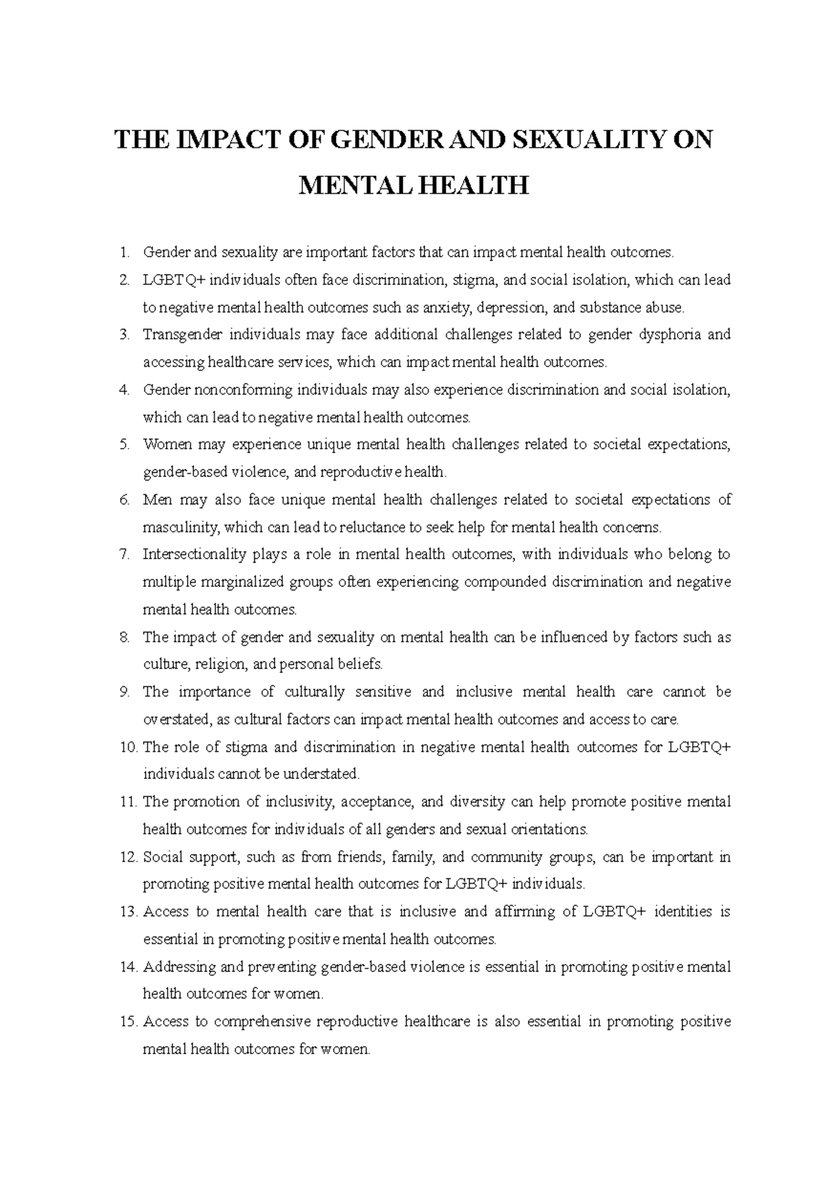 The Impact Of Gender And Sexuality On Mental Health The Impact Of Gender And Sexuality On