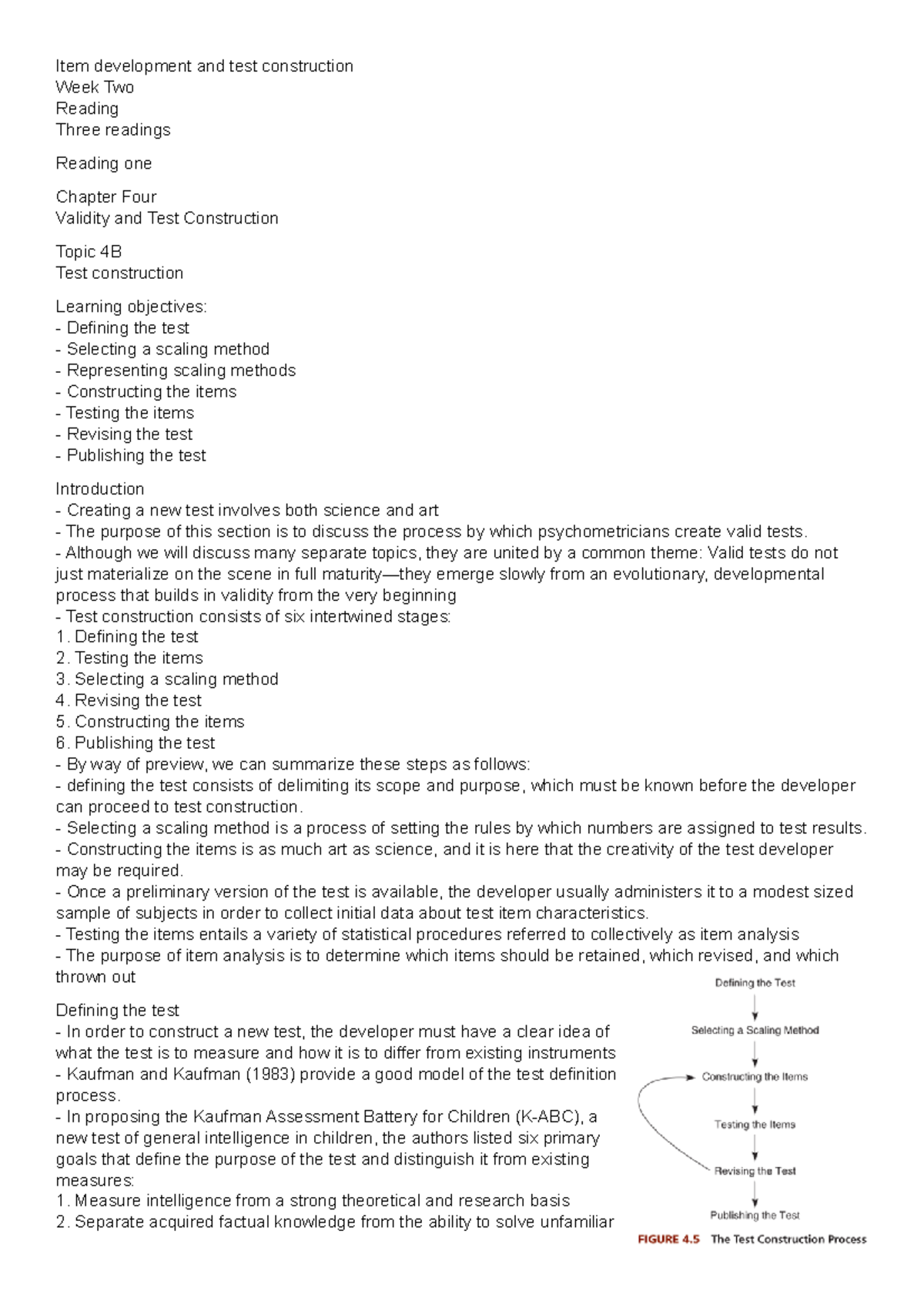 Items- Week Two- Reading- Psychological testing - Item development and ...