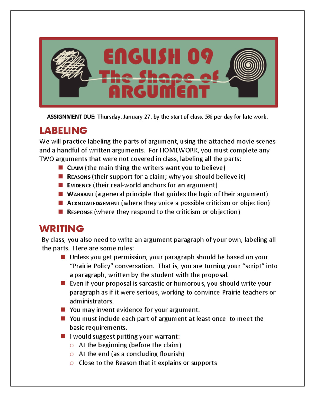 Edited - ENG09 2022 01 26 - Labeling the Parts of Argument - ASSIGNMENT ...