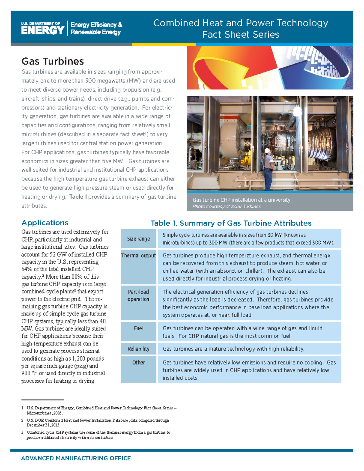 Gas turbines doe chp technology fact sheet series fact sheet 2016 - Gas ...