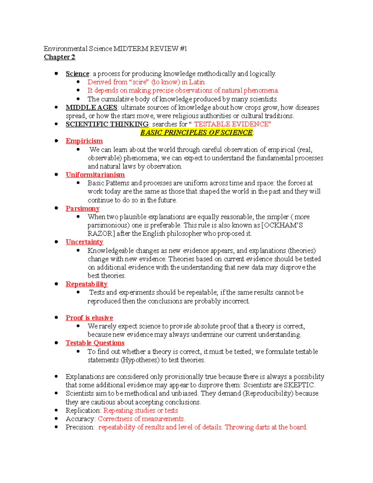 Environmental Science Midterm Review - Environmental Science MIDTERM ...