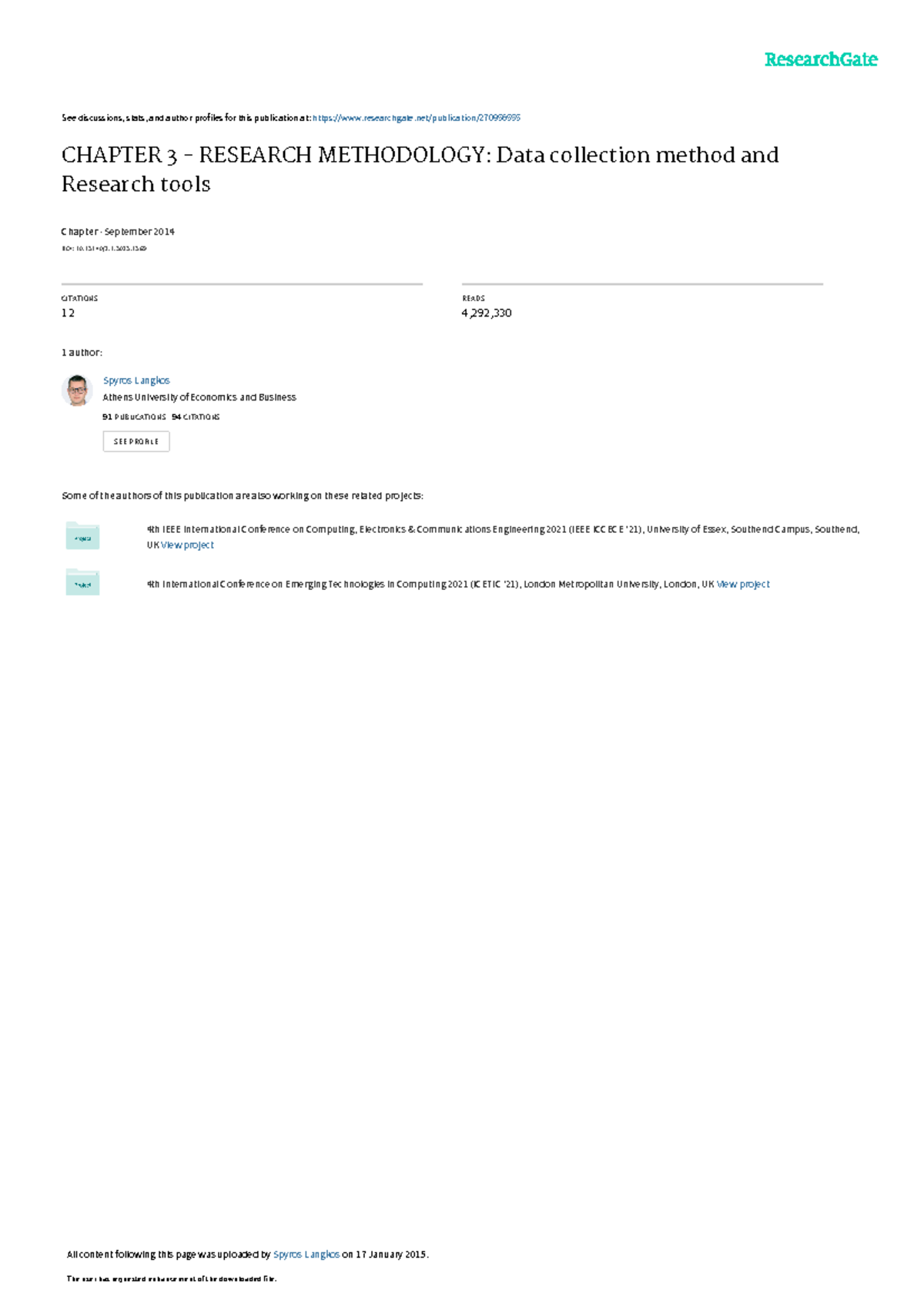 Chapter 3 Researchmethodology Datacollectionmethodand Researchtools
