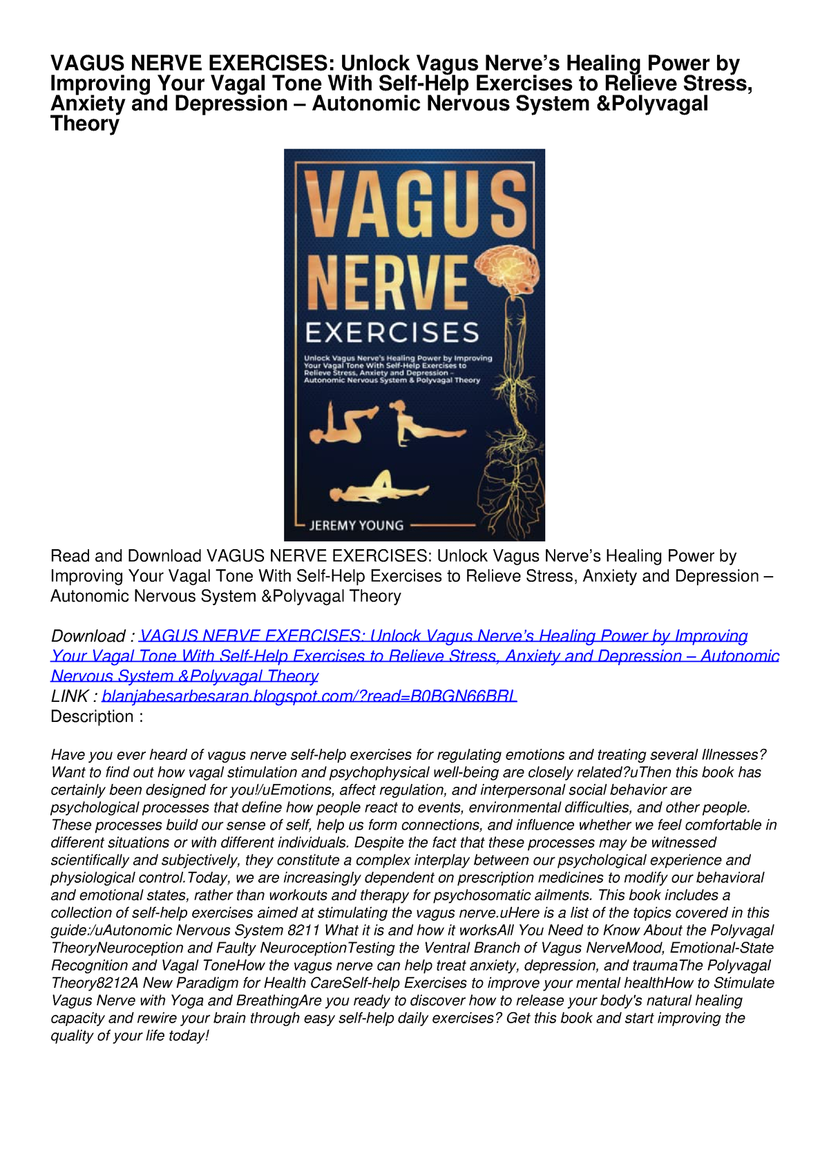 PDF Read Online Vagus Nerve Exercises: Unlock Vagus Nerve’s Healing ...