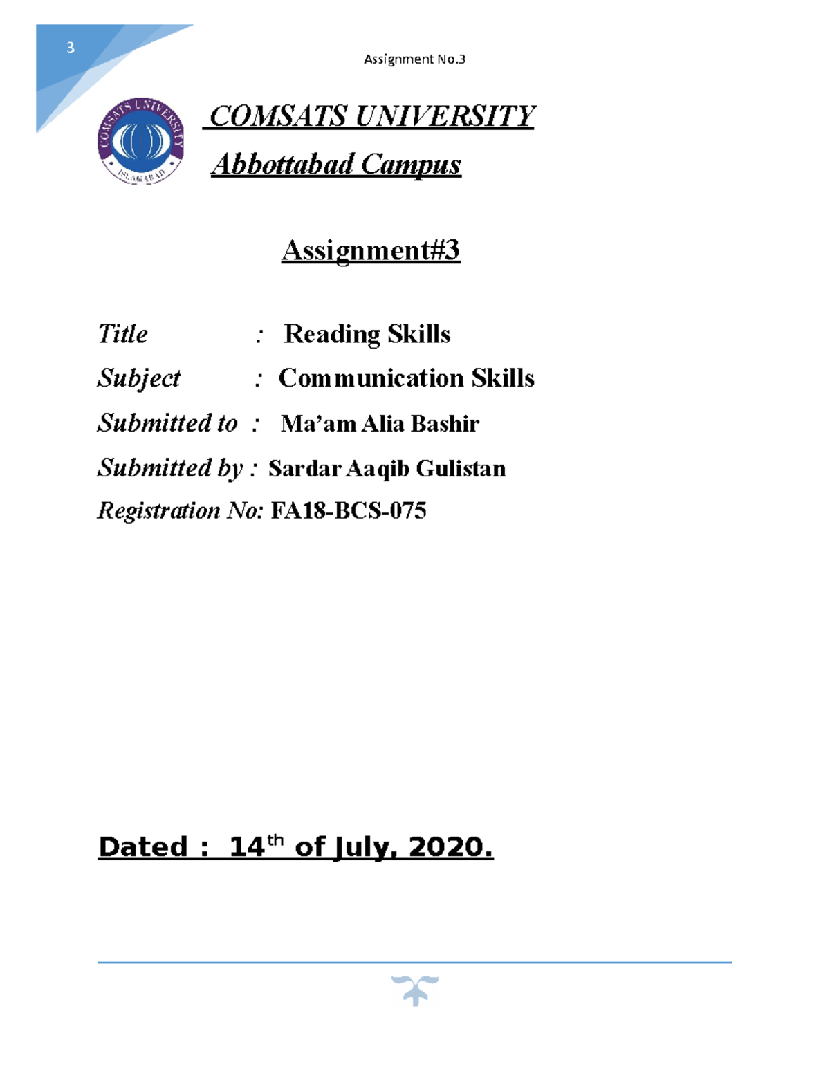 Assignment 3cs - - Studocu