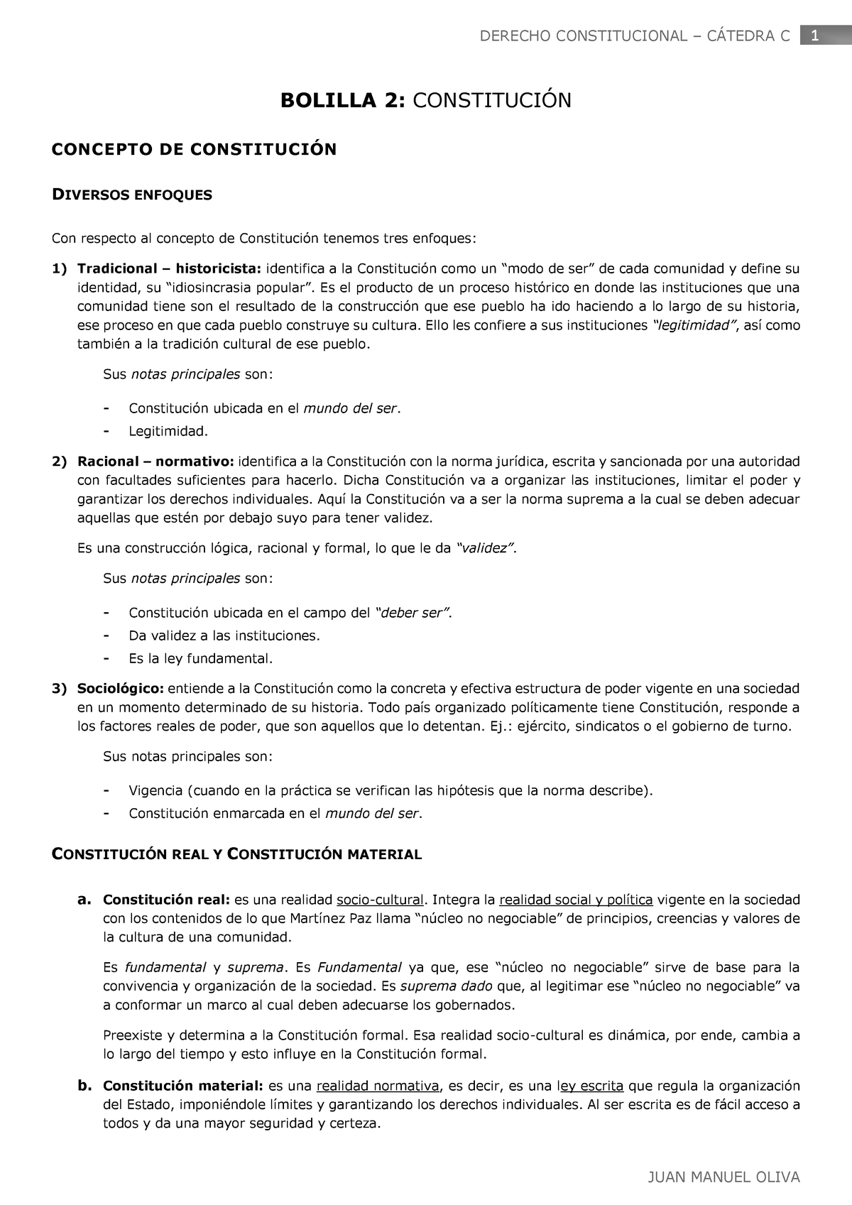 Bolilla 2 - Constitución - BOLILLA 2: CONSTITUCIÓN CONCEPTO DE ...