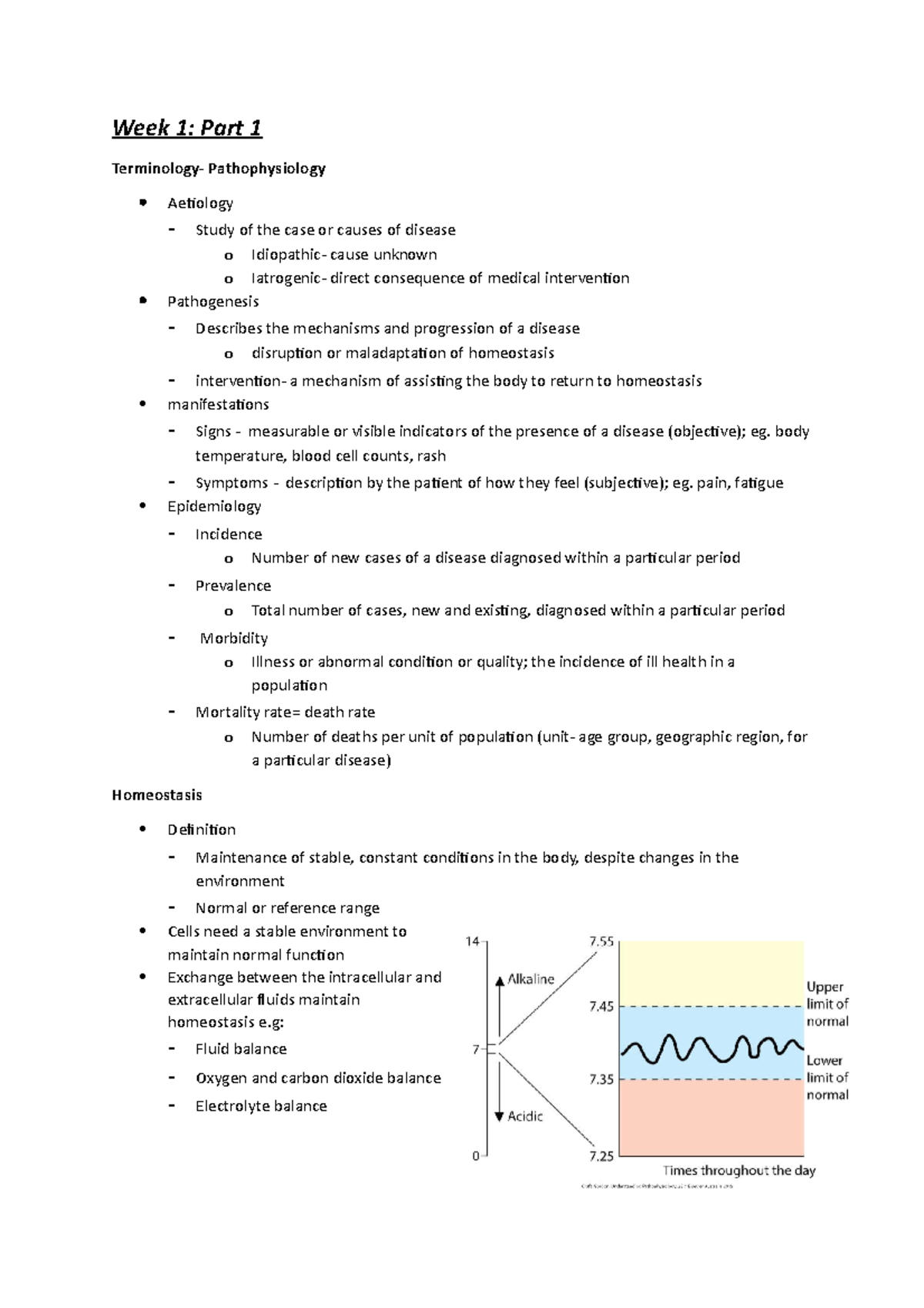 Week 1 - Lecture notes 1 - Week 1: Part 1 Terminology- Pathophysiology ...