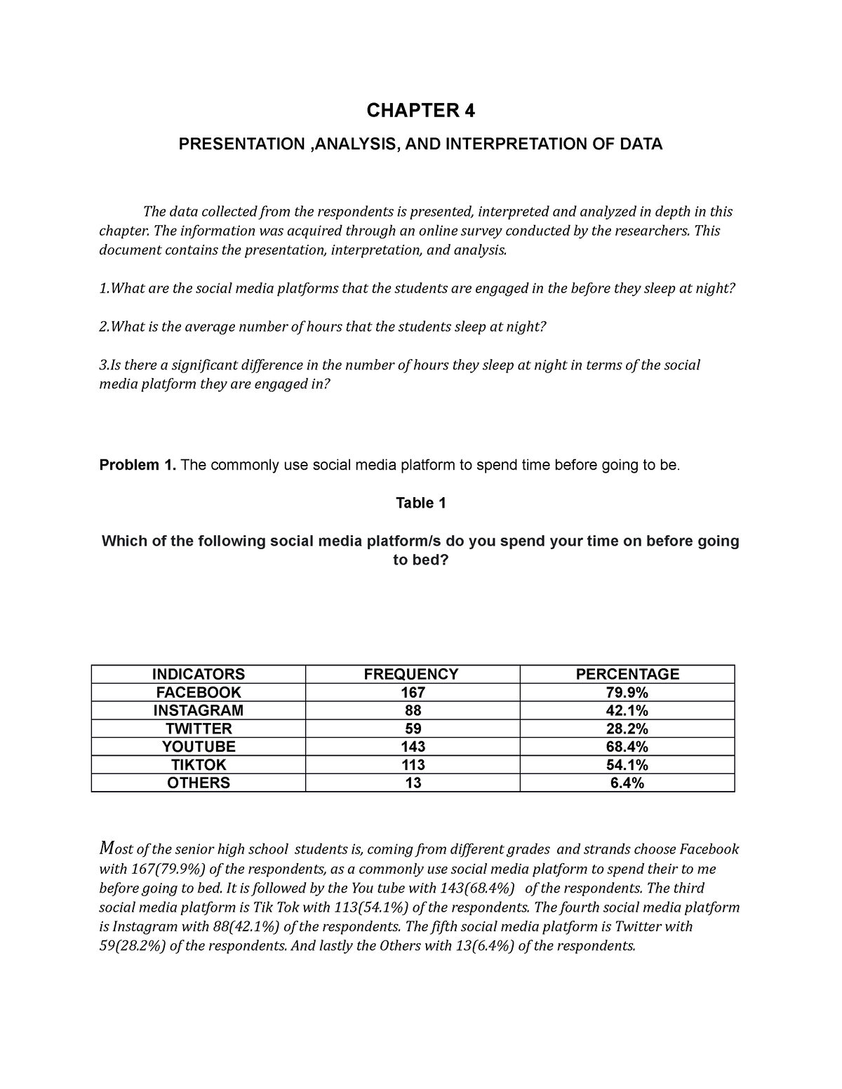 Chapter-4 - N/A - CHAPTER 4 PRESENTATION ,ANALYSIS, AND INTERPRETATION ...