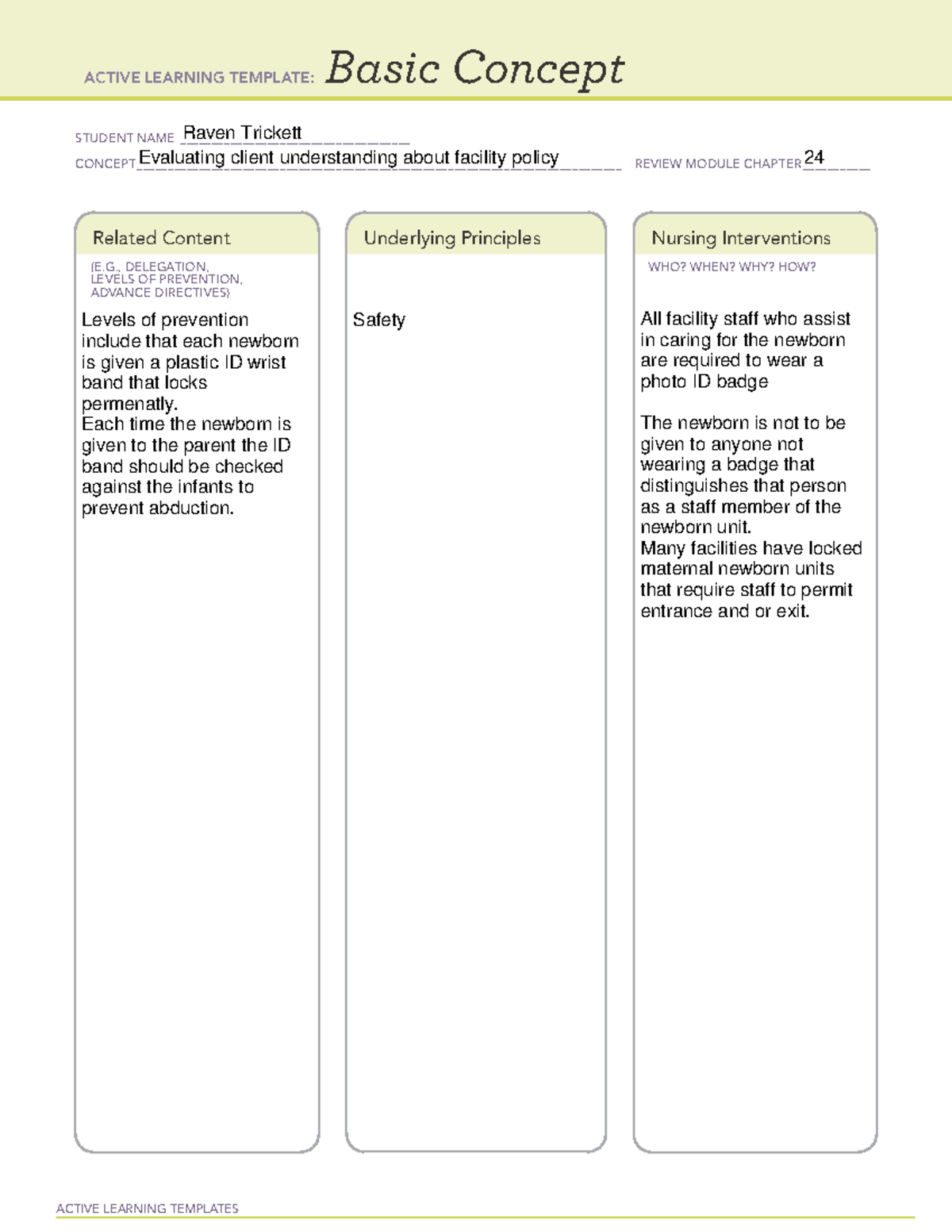 Ati Basic Concept Template Maternal Newborn