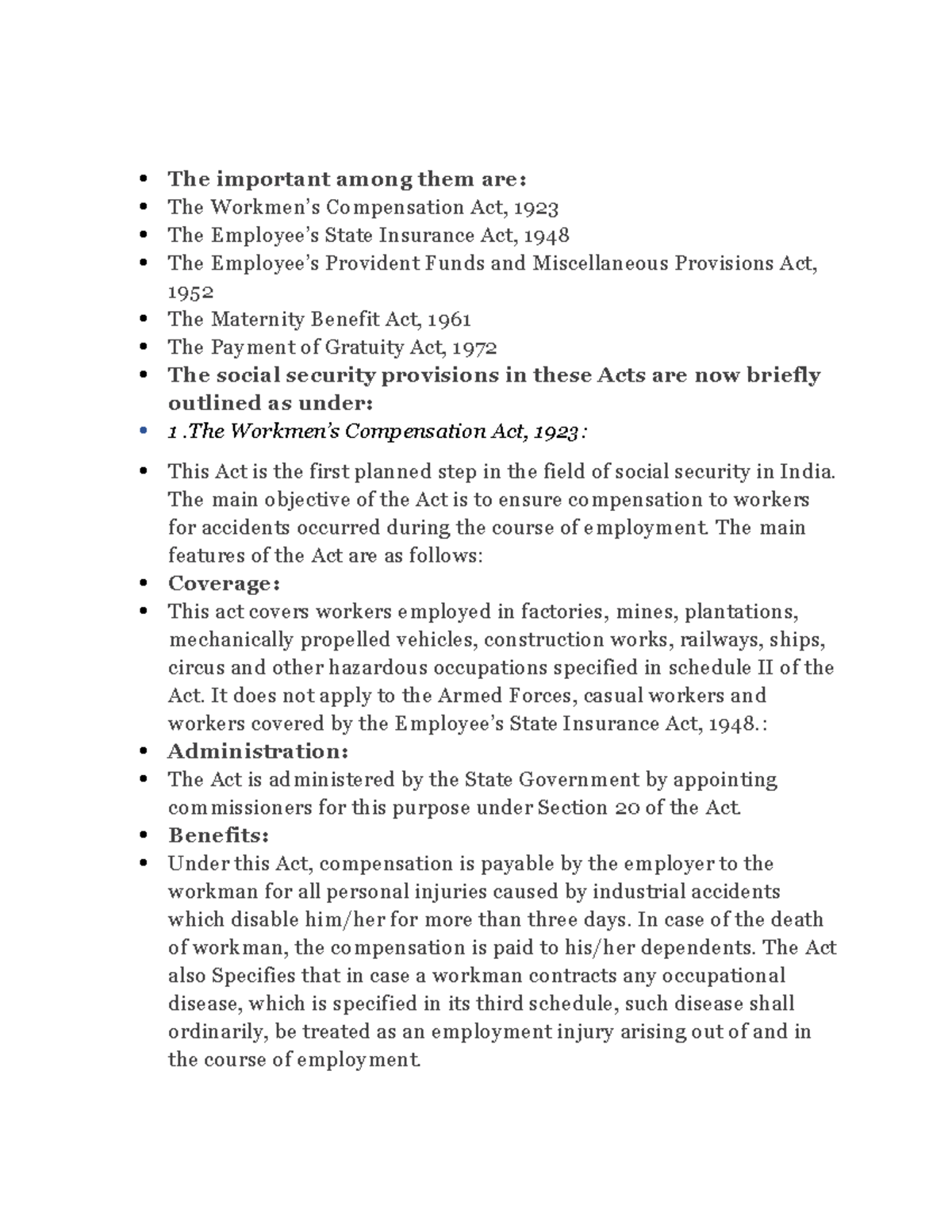 ESI Notes - Will get complete idea on what is State insurance Act and ...
