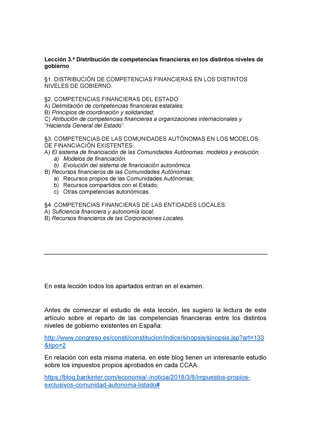 Lección 3 - Lección 3.ª Distribución De Competencias Financieras En Los ...