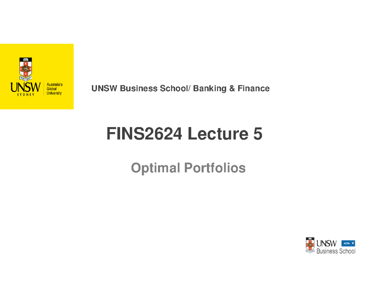 Module 2 Lecture Notes Complete Set2 - UNSW Business School/ Banking ...