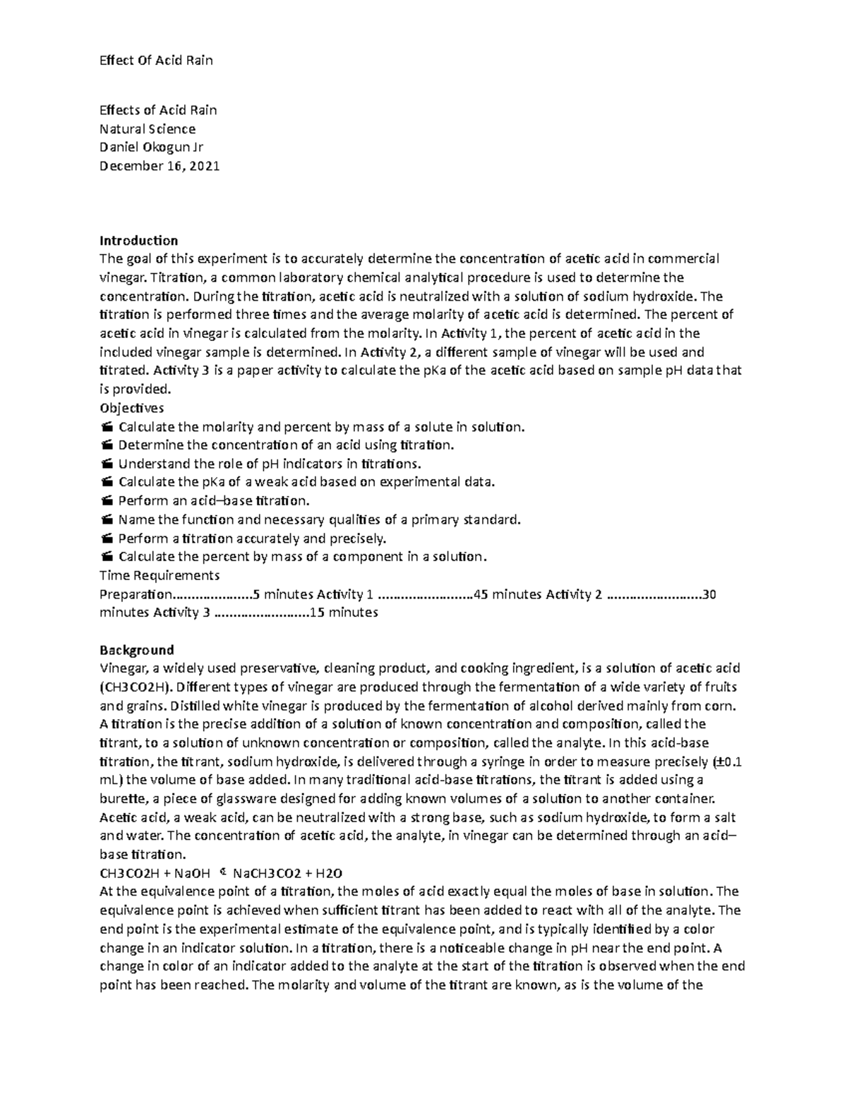 Effects of Acid Rain Effects of Acid Rain Natural Science Daniel