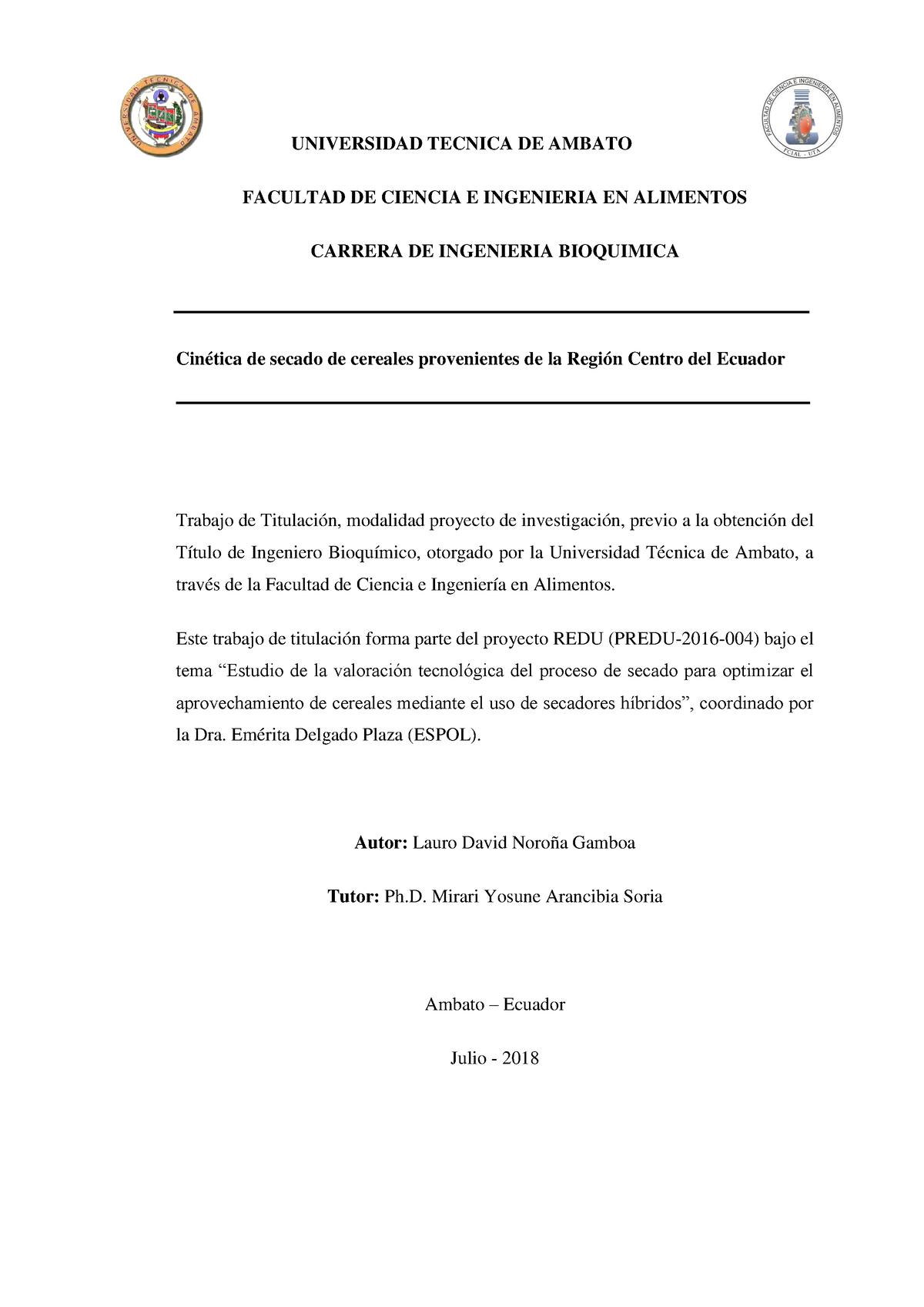 Universidad Tecnica DE Ambato - UNIVERSIDAD TECNICA DE AMBATO FACULTAD ...