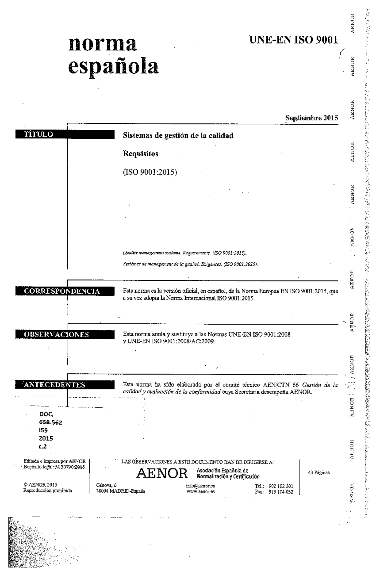 Norma ISO 9001-2015 -1 - Iso 90001 - Evaluación y Mejoramiento de ...