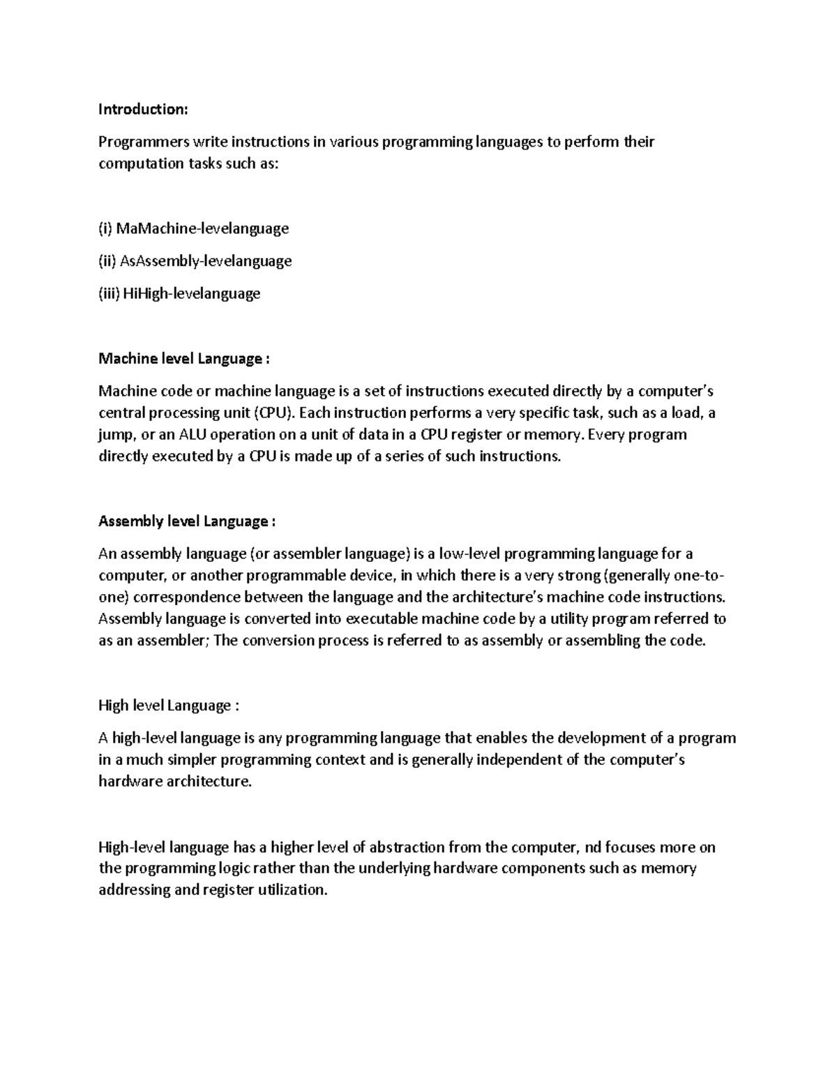 Programming Notes - Introduction: Programmers write instructions in ...