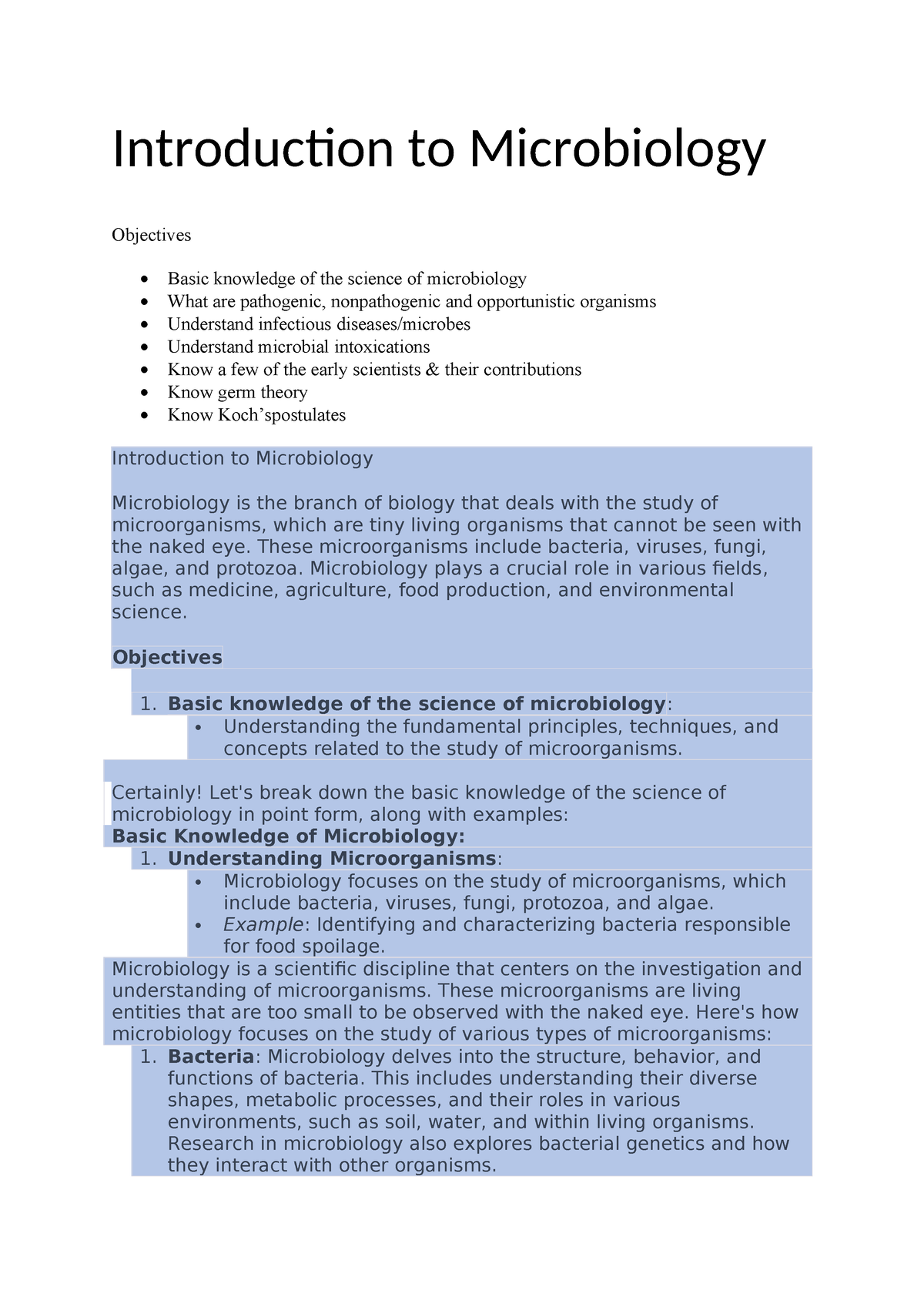 1 - 0 Introduction to Microbiology Notes - Introduction to Microbiology ...