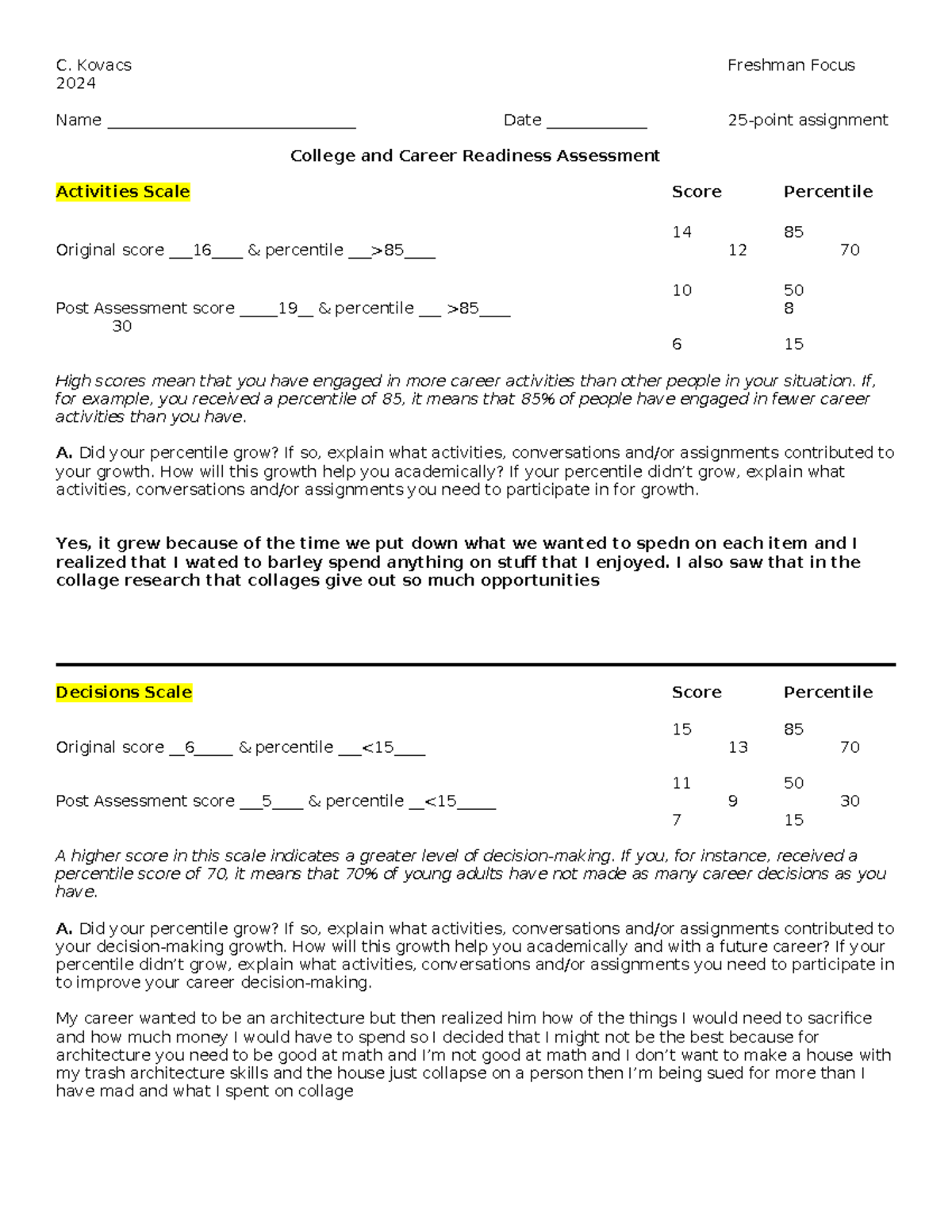 2024+Career+&+College+Readiness+Assessment+ - C. Kovacs Freshman Focus ...