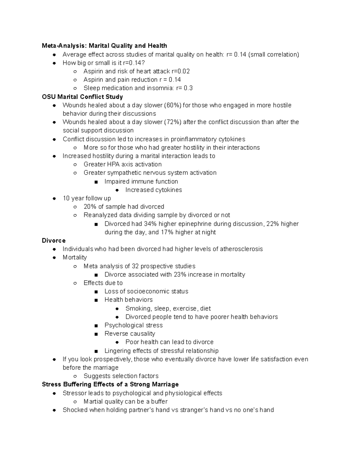 Close Relationships and Health MetaAnalysis Marital Quality and