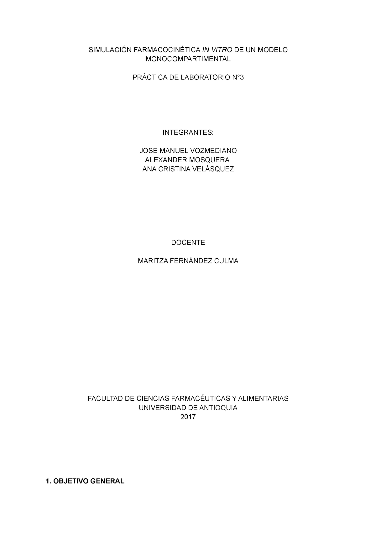 SIMULACIÓN FARMACOCINÉTICA IN VITRO DE UN MODELO MONOCOMPARTIMENTAL -  SIMULACIÓN FARMACOCINÉTICA IN - Studocu