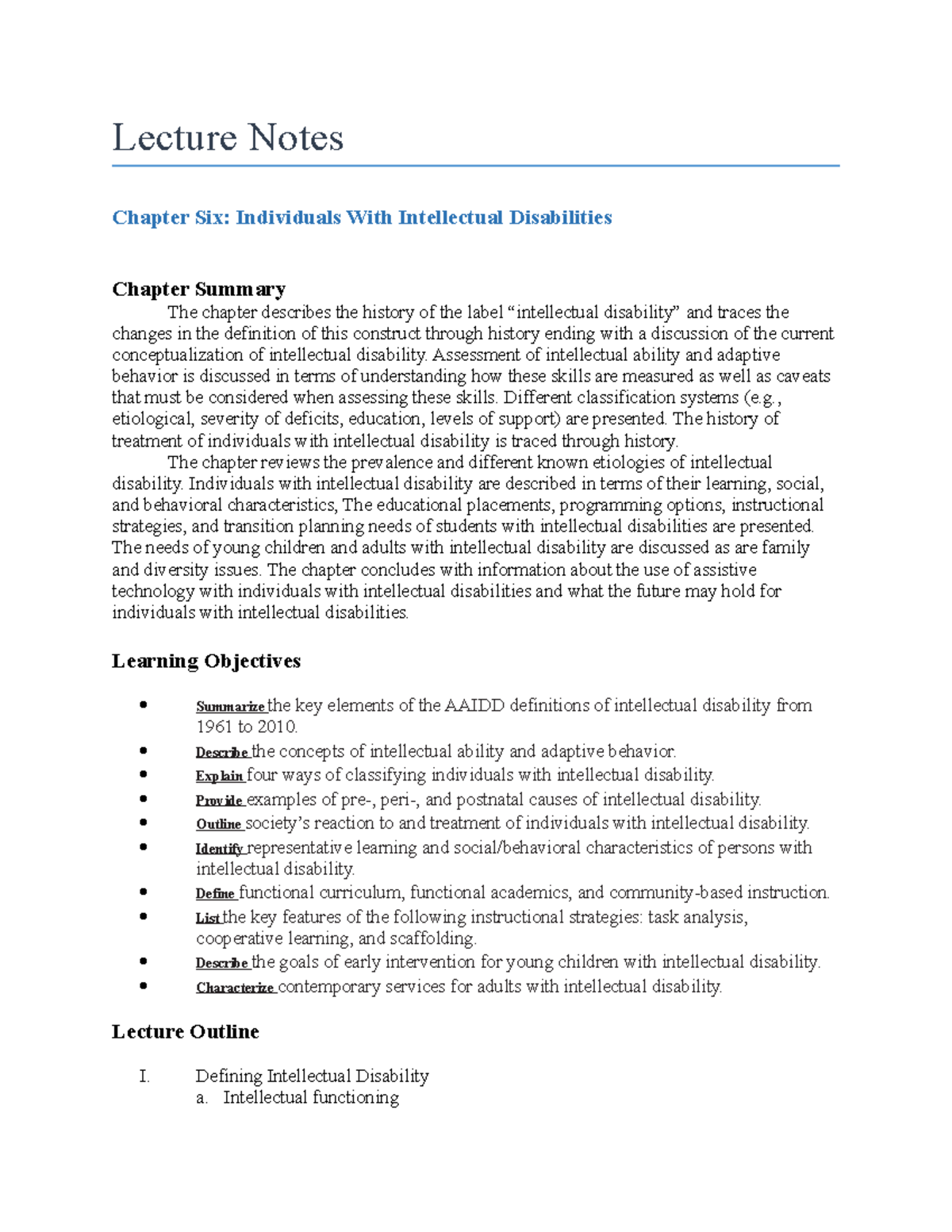 Lecture Notes chapter 6 ID - Lecture Notes Chapter Six: Individuals ...