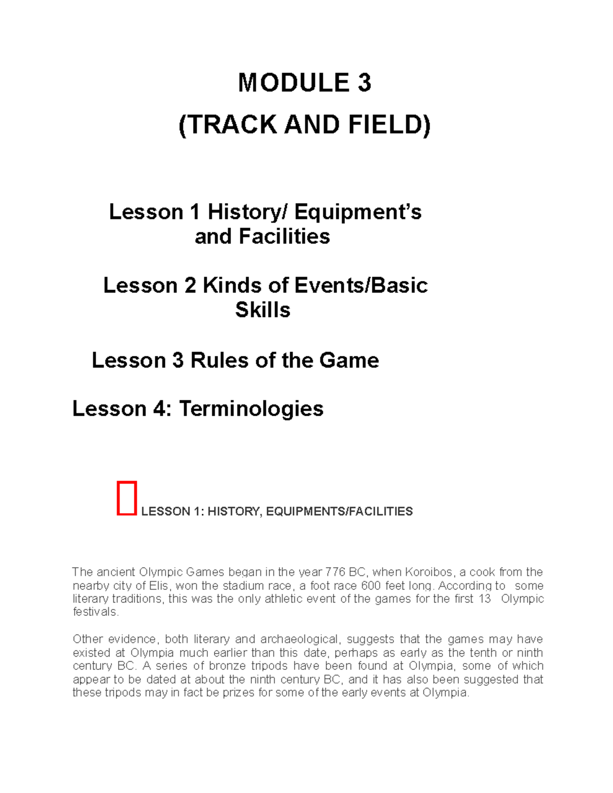(PHED 102) FOR Google Classroom( Track AND Field Events) MODULE 3