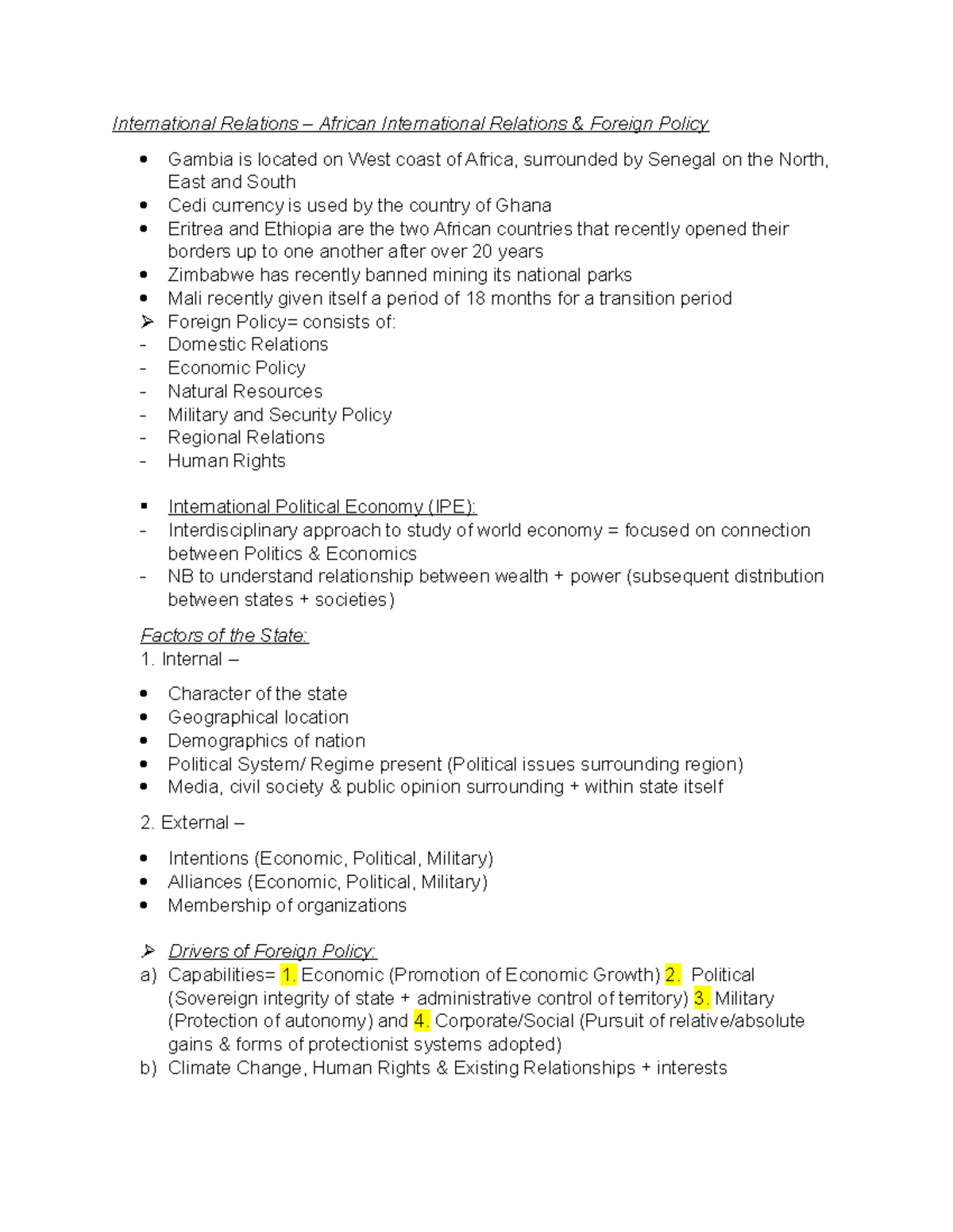 International Relations Notes - INTR30 - Wits University - StuDocu