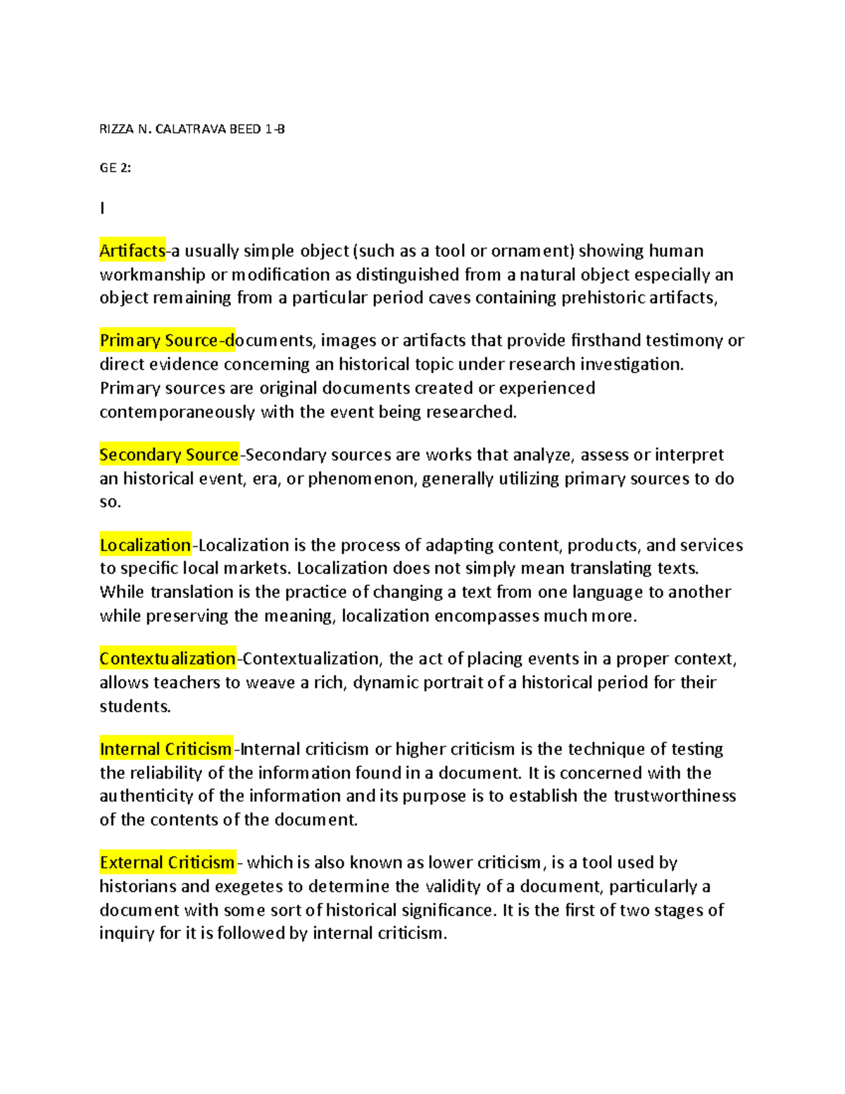 1st Summative Assessment (Calatrava) - RIZZA N. CALATRAVA BEED 1-B GE 2 ...