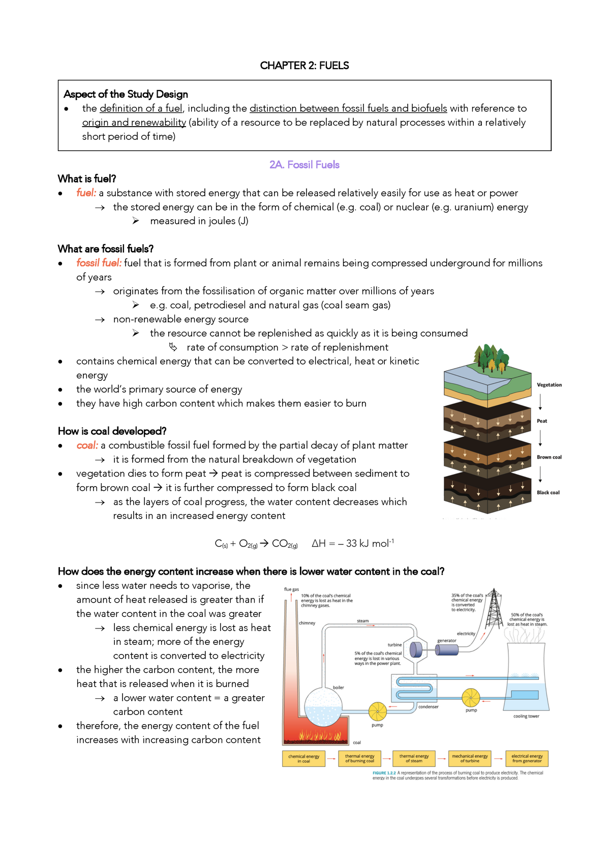 Fuels Notes CHEMISTRY CHAPTER 2 FUELS Aspect of the Study Design the definition of a fuel