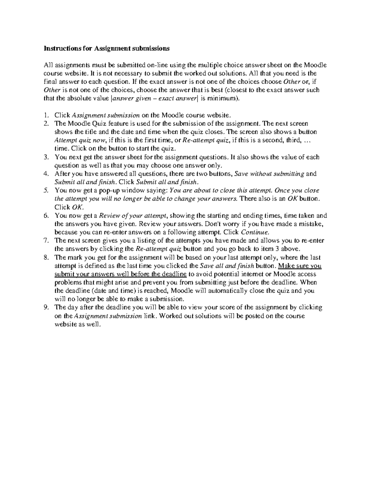 Assignment-submission - Instructions for Assignment submissions All ...