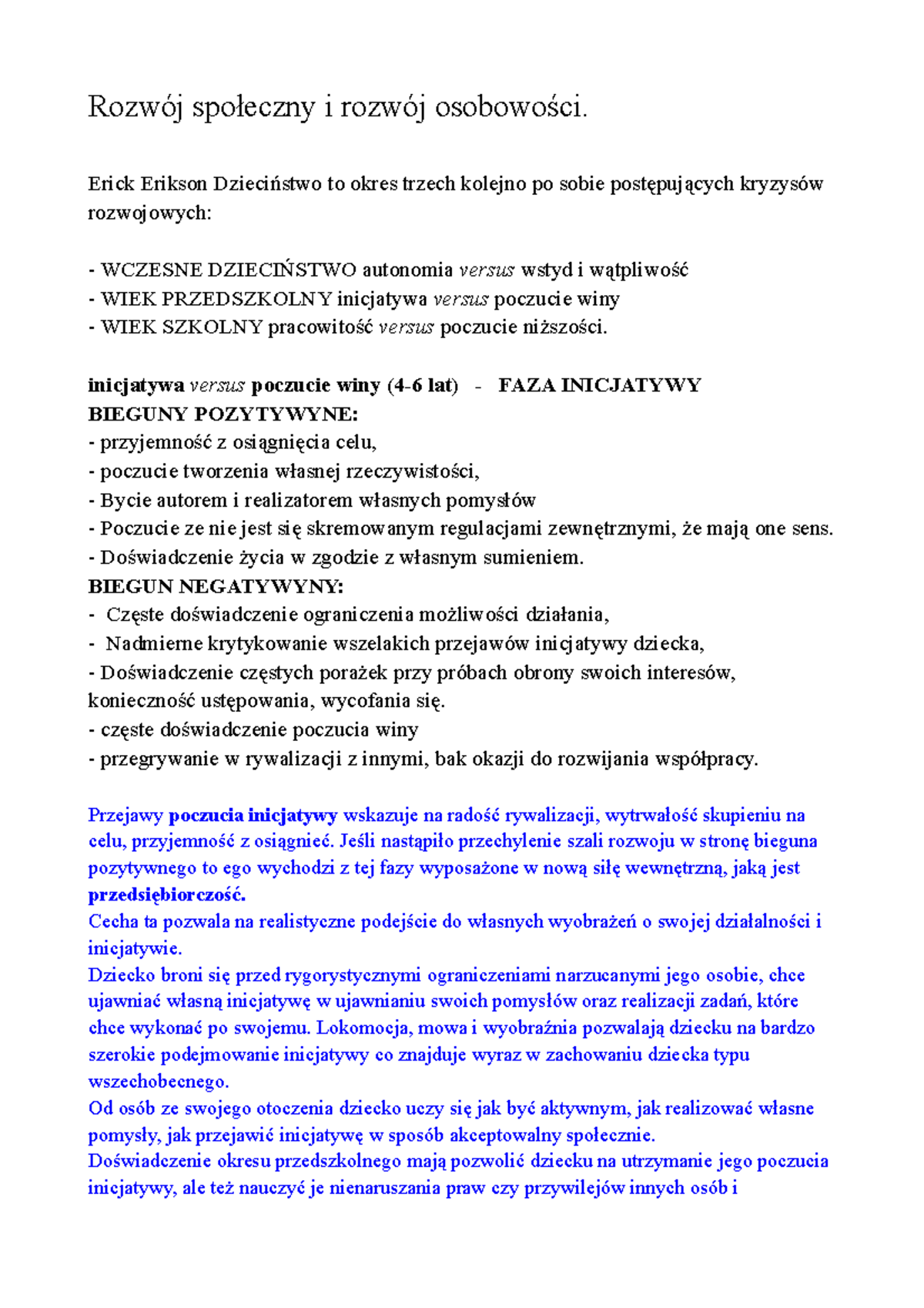Rozwoj społeczny przedzkolaki - Rozwój społeczny i rozwój osobowości