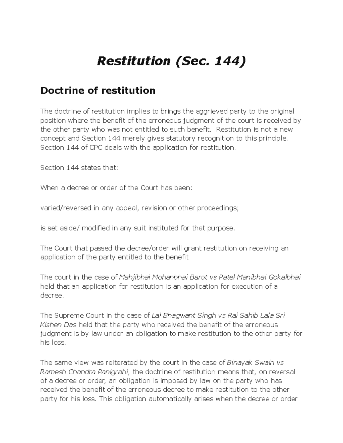 restitution-under-civil-procedure-code-restitution-sec-144