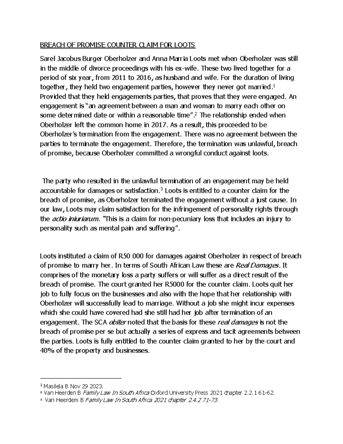 Breach OF Promise Counter Claim FOR Loots - BREACH OF PROMISE COUNTER ...