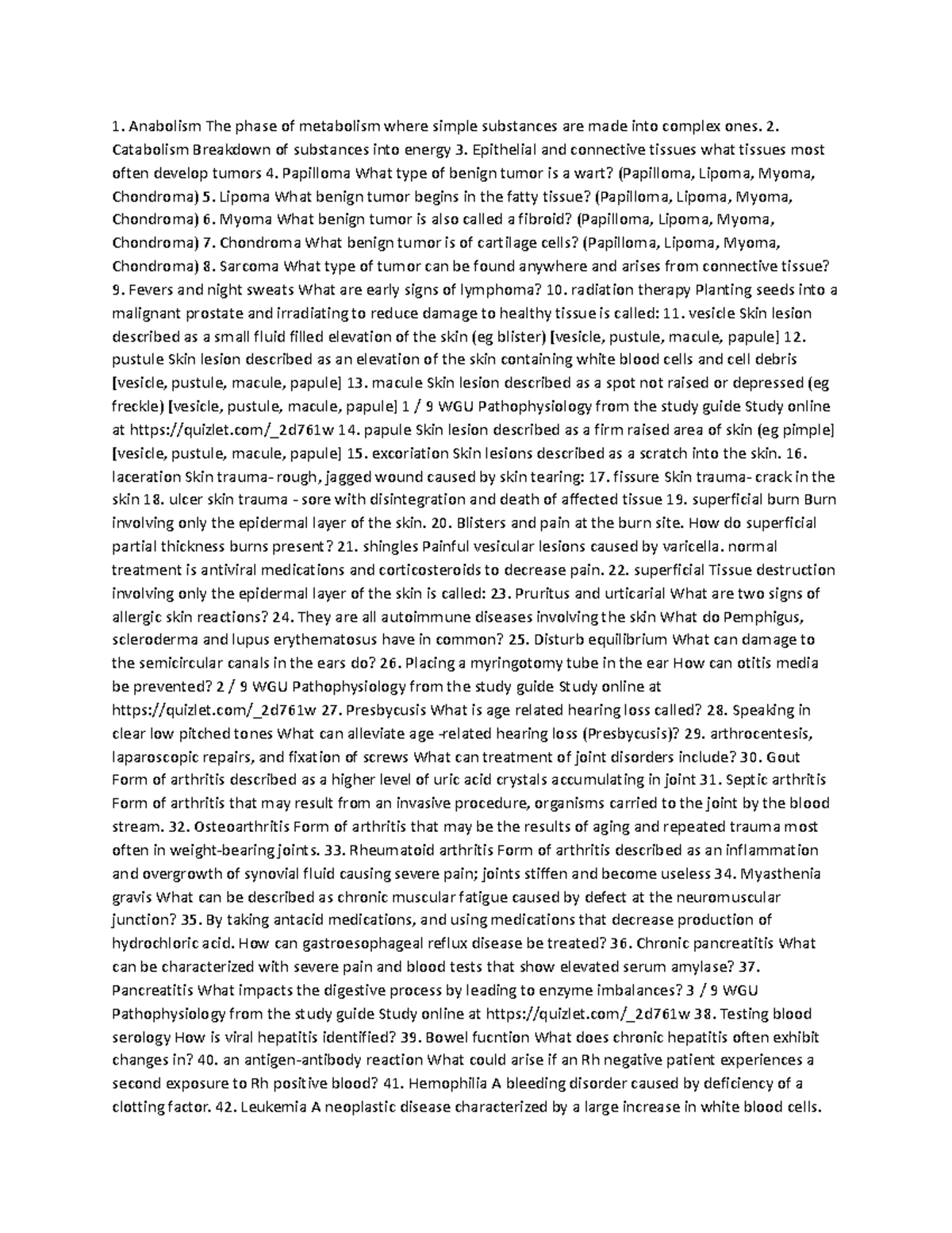 Quizlet d236 notes Anabolism The phase of metabolism where simple