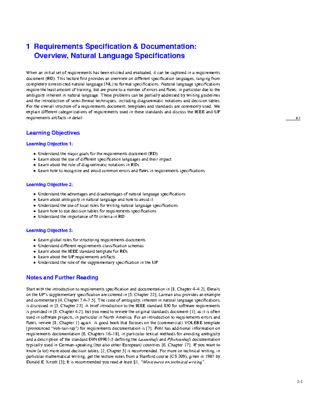 Notes 06 - This is a summary of lecture 6. - 1 Requirements ...