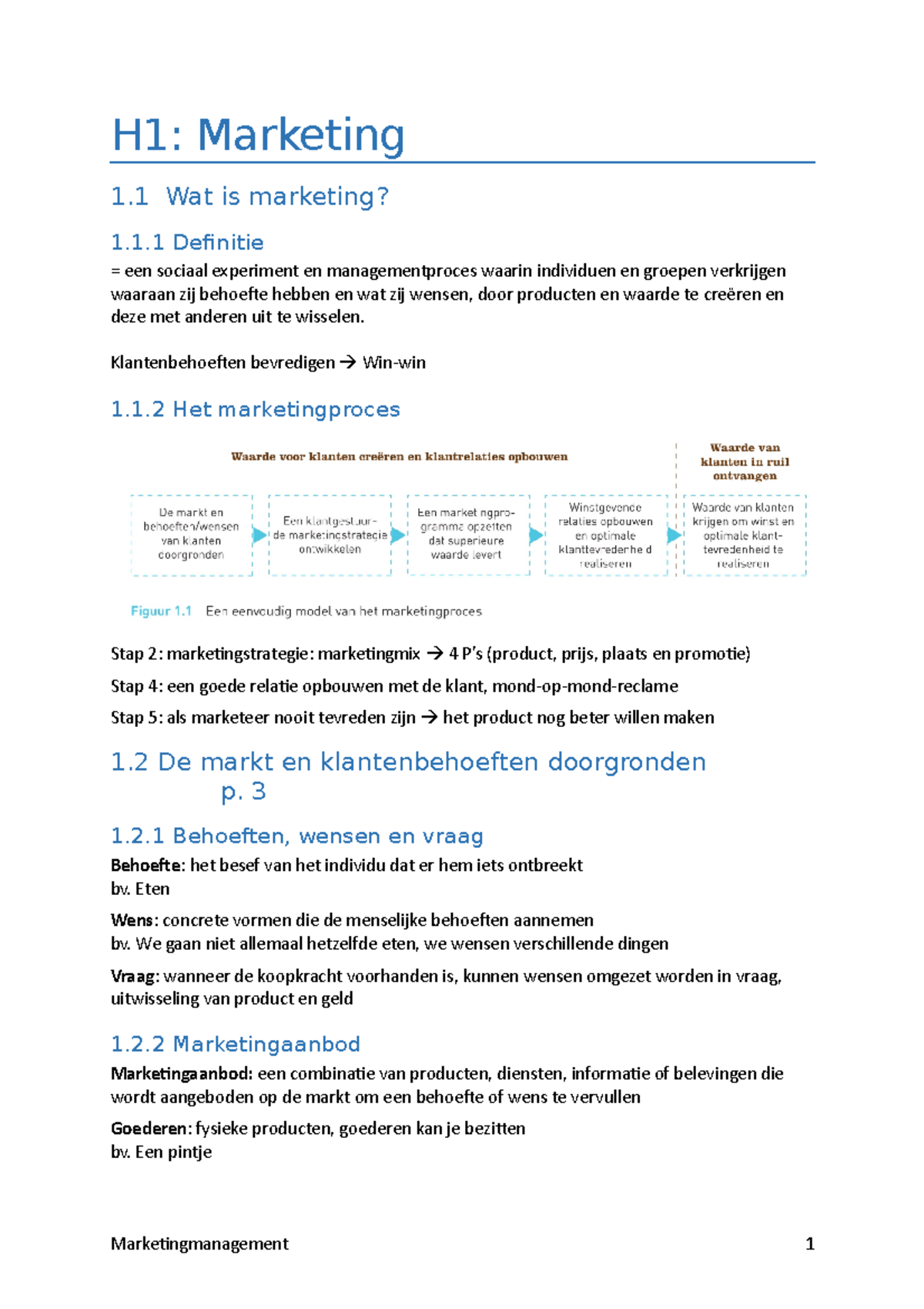 Samenvatting Marketingmanagement De Essentie 3 - Marketing - H1 ...