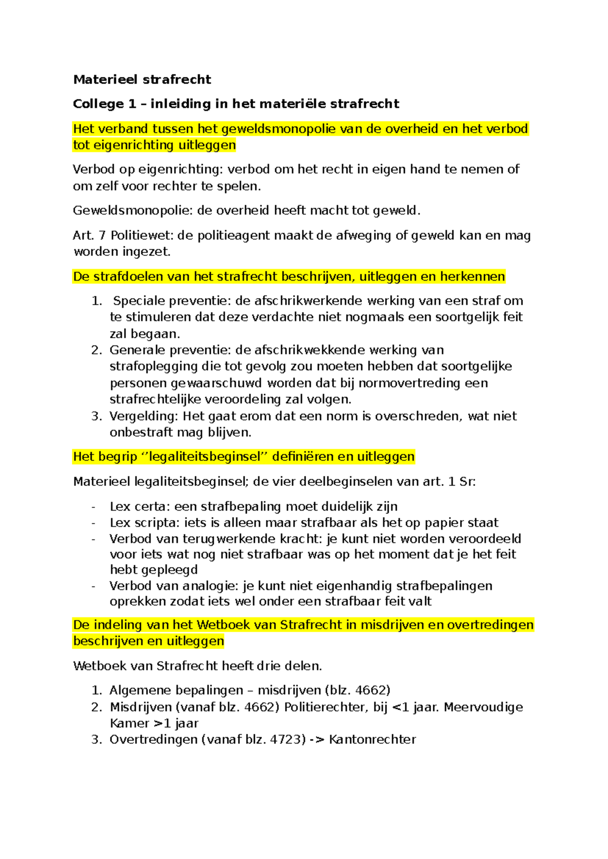 Materieel Strafrecht - Materieel Strafrecht College 1 – Inleiding In ...