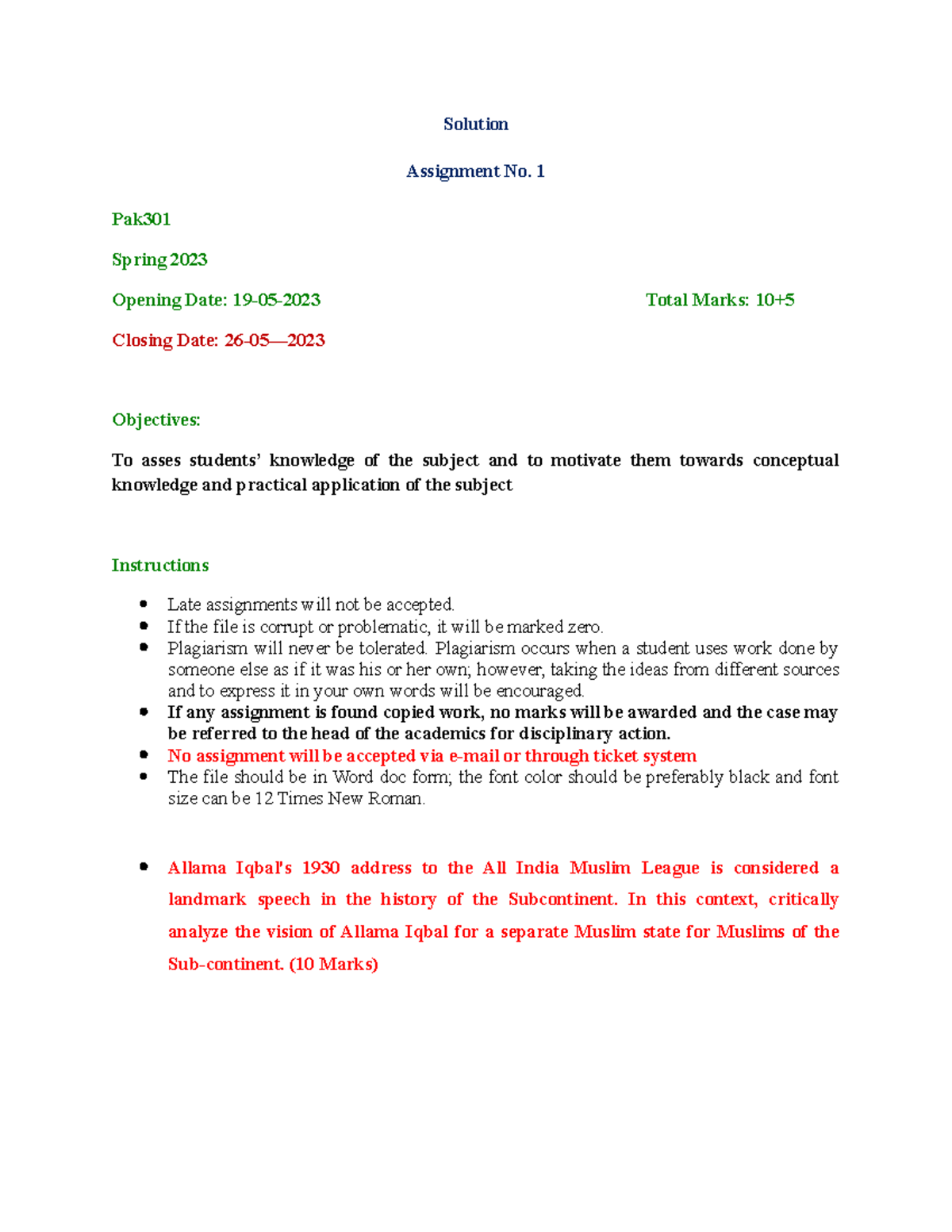 sol assignment date sheet 2023