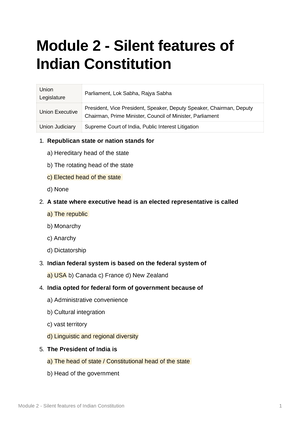 Module 1 - Indian Constitution - Module 1 - Indian Constitution Which ...