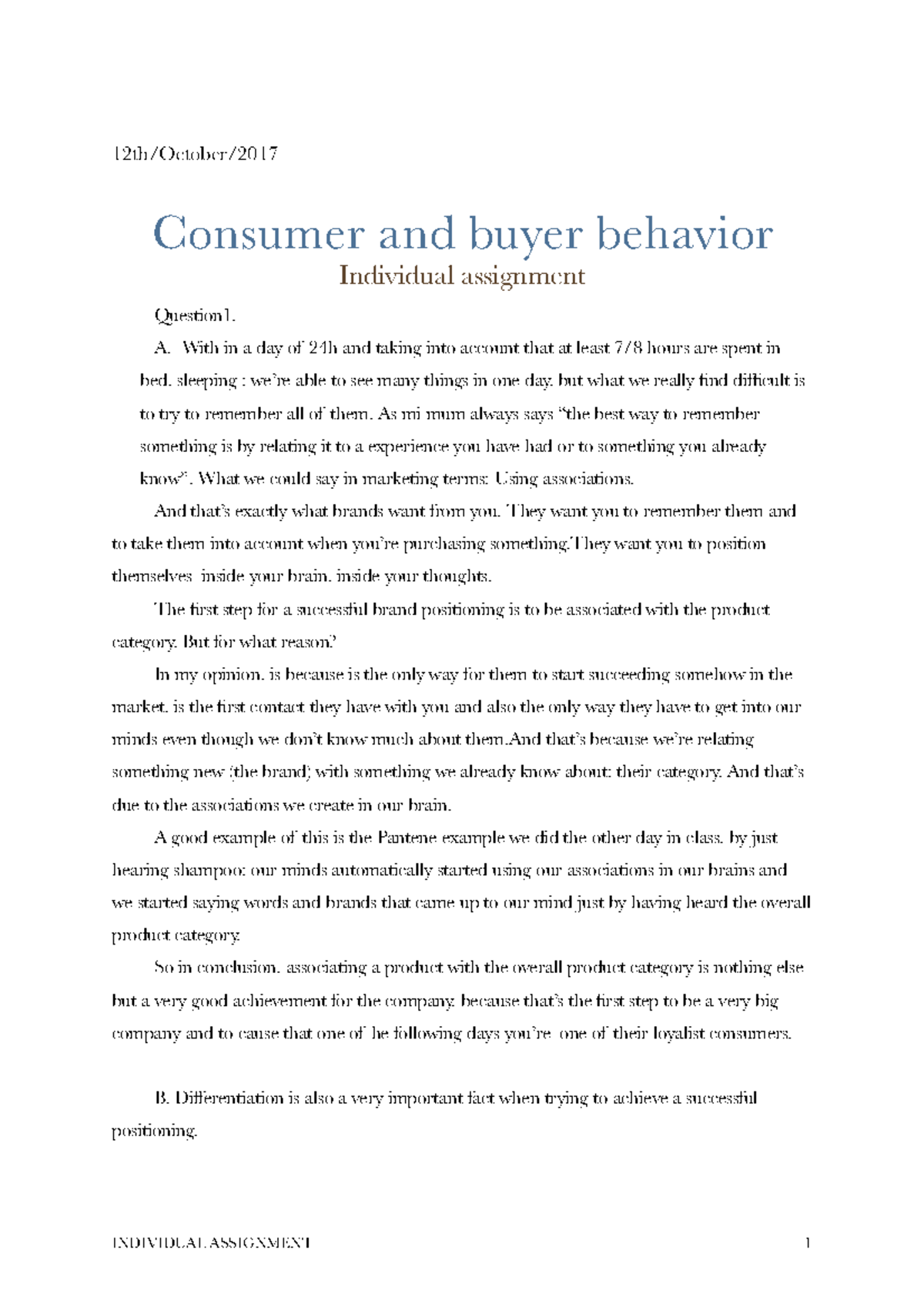 Consumer and buyer behavior.1 - 12th/October/ Consumer and buyer ...