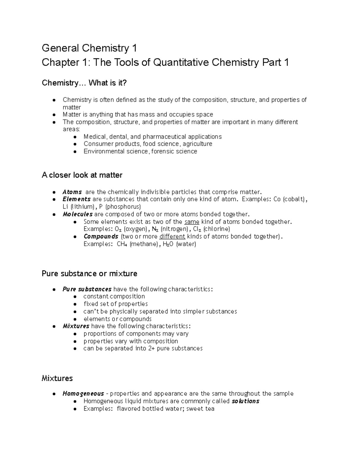 Chem 1 Lecture Notes Chapter 1 Part 1 - General Chemistry 1 Chapter 1 ...