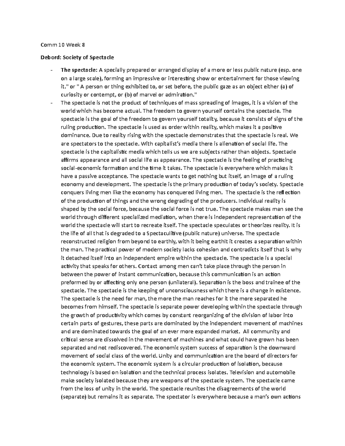 Comm 10 Week 8 - Reading mixed with lecture notes for week 8. - Comm 10 ...