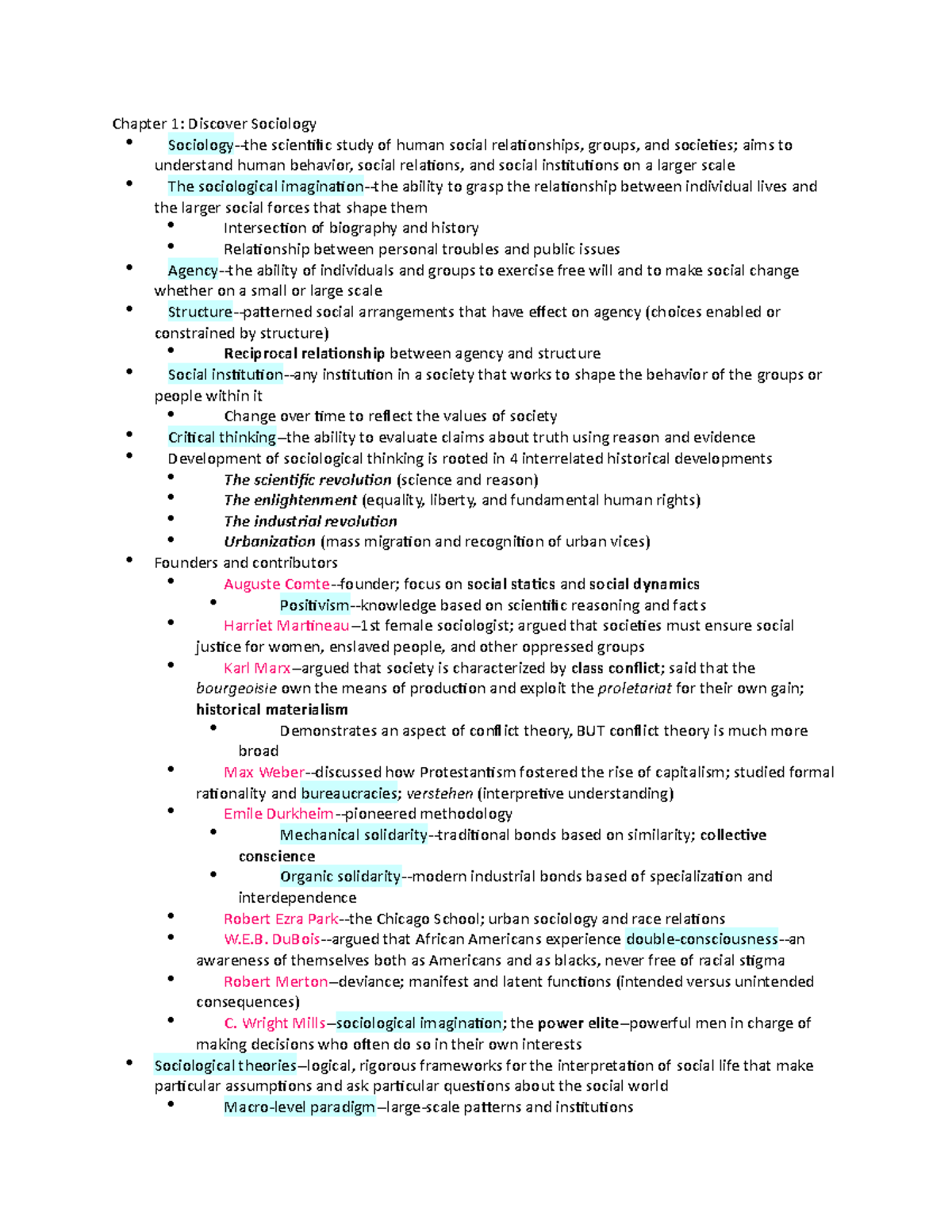 SOC1010 Chapter 1 - Lecture notes 1 - Chapter 1: Discover Sociology ...